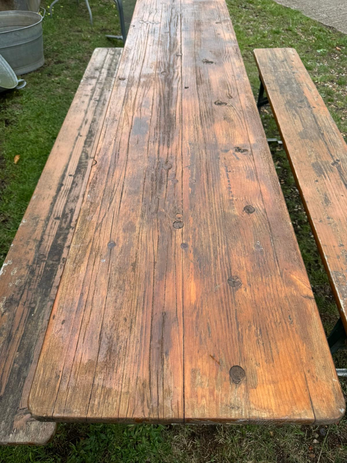Vintage German Beer Festival Folding Table & Bench Set – 220cm Long