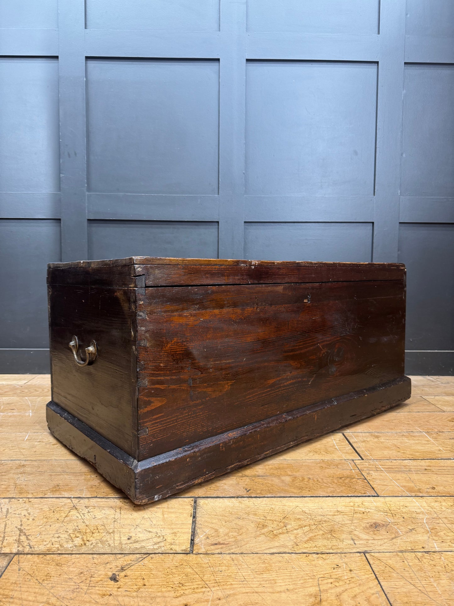 Antique Pine Trunk Chest / Coffee Table / Rustic Box Storage / Toy Storage chest