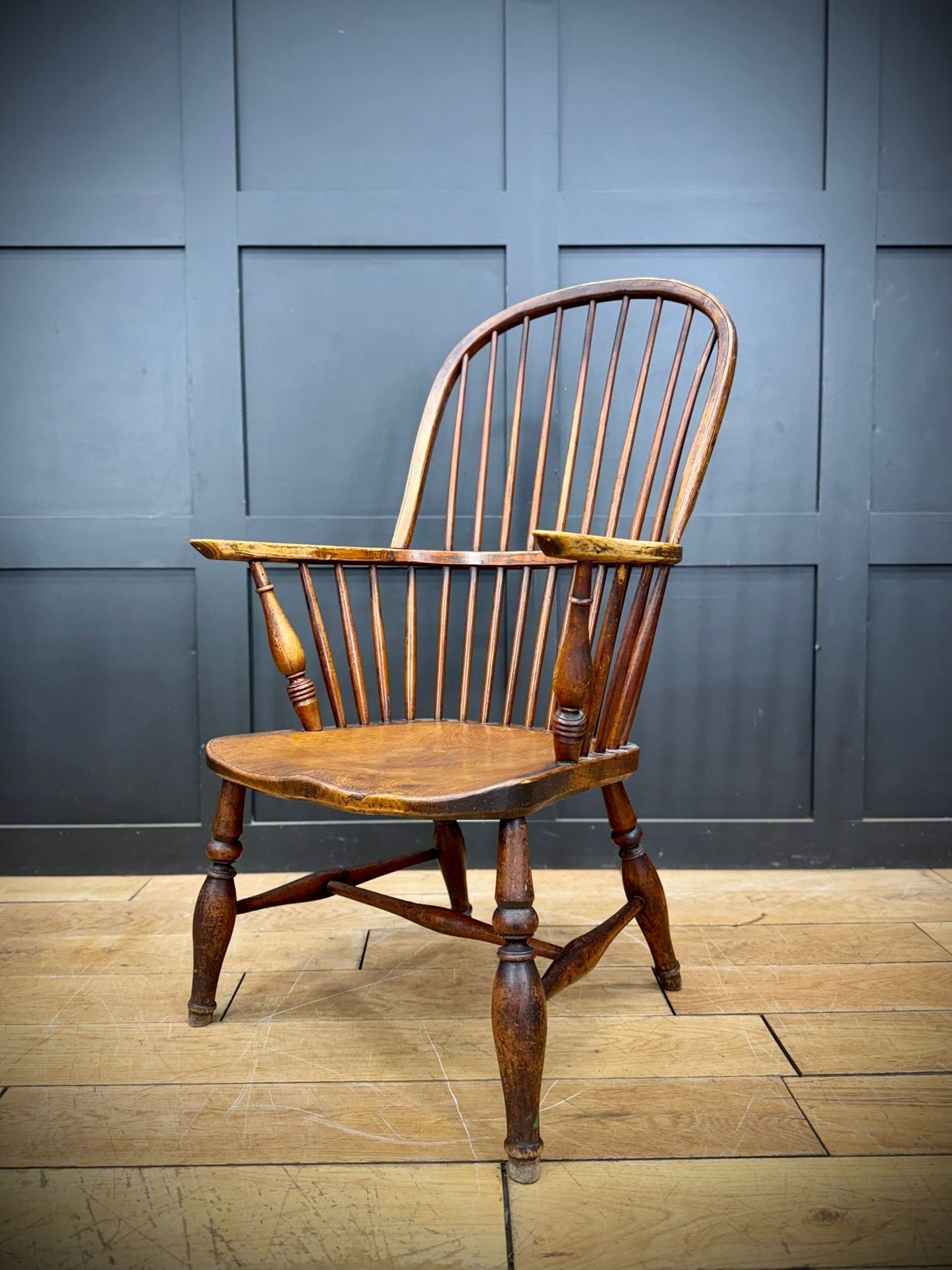 Antique Windsor Bow Back Armchair | Georgian Style Elm & Beech Stickback Chair