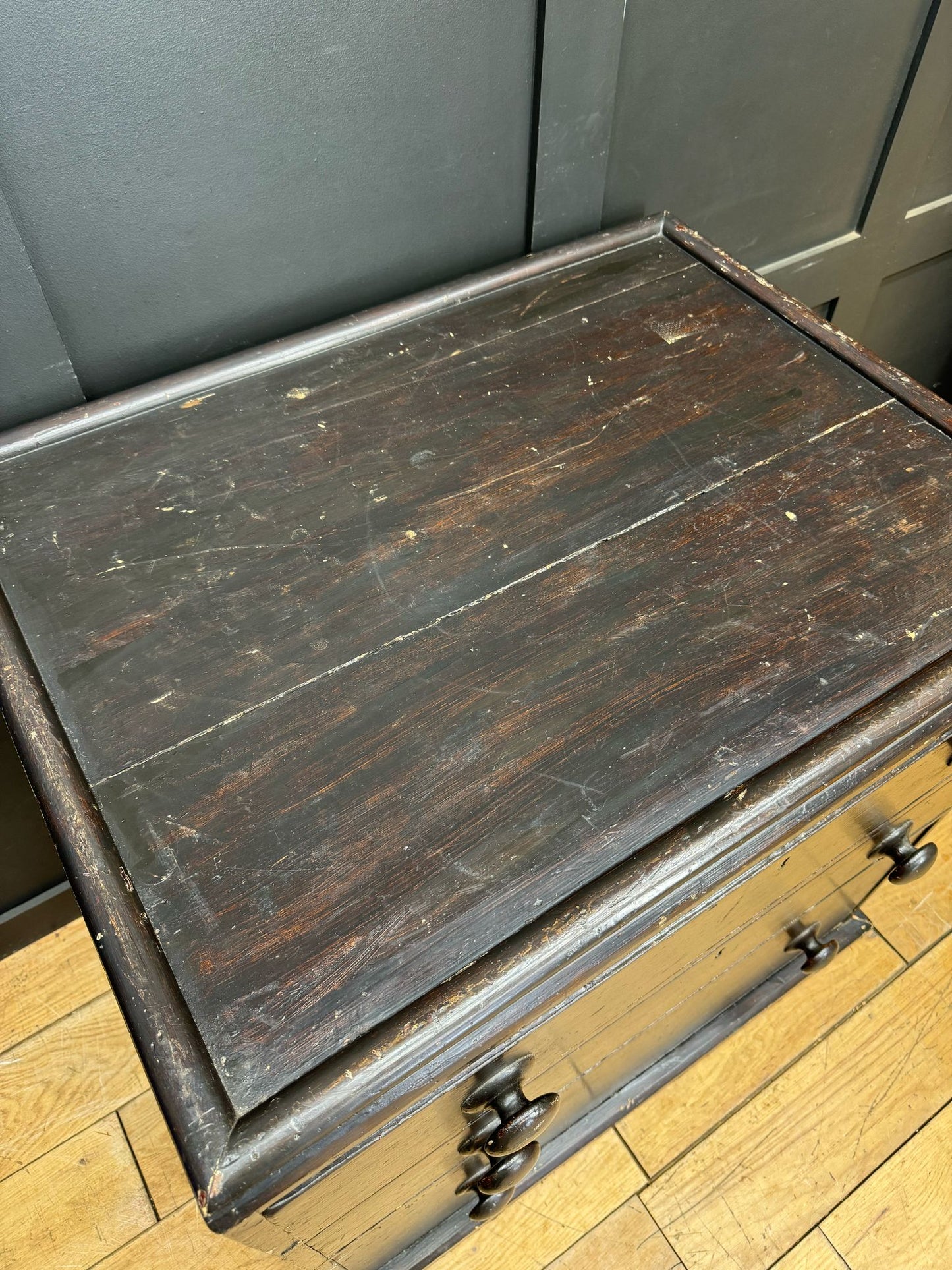 Antique Pine Chest Of Drawers / Victorian Dark Stained Chest Storage