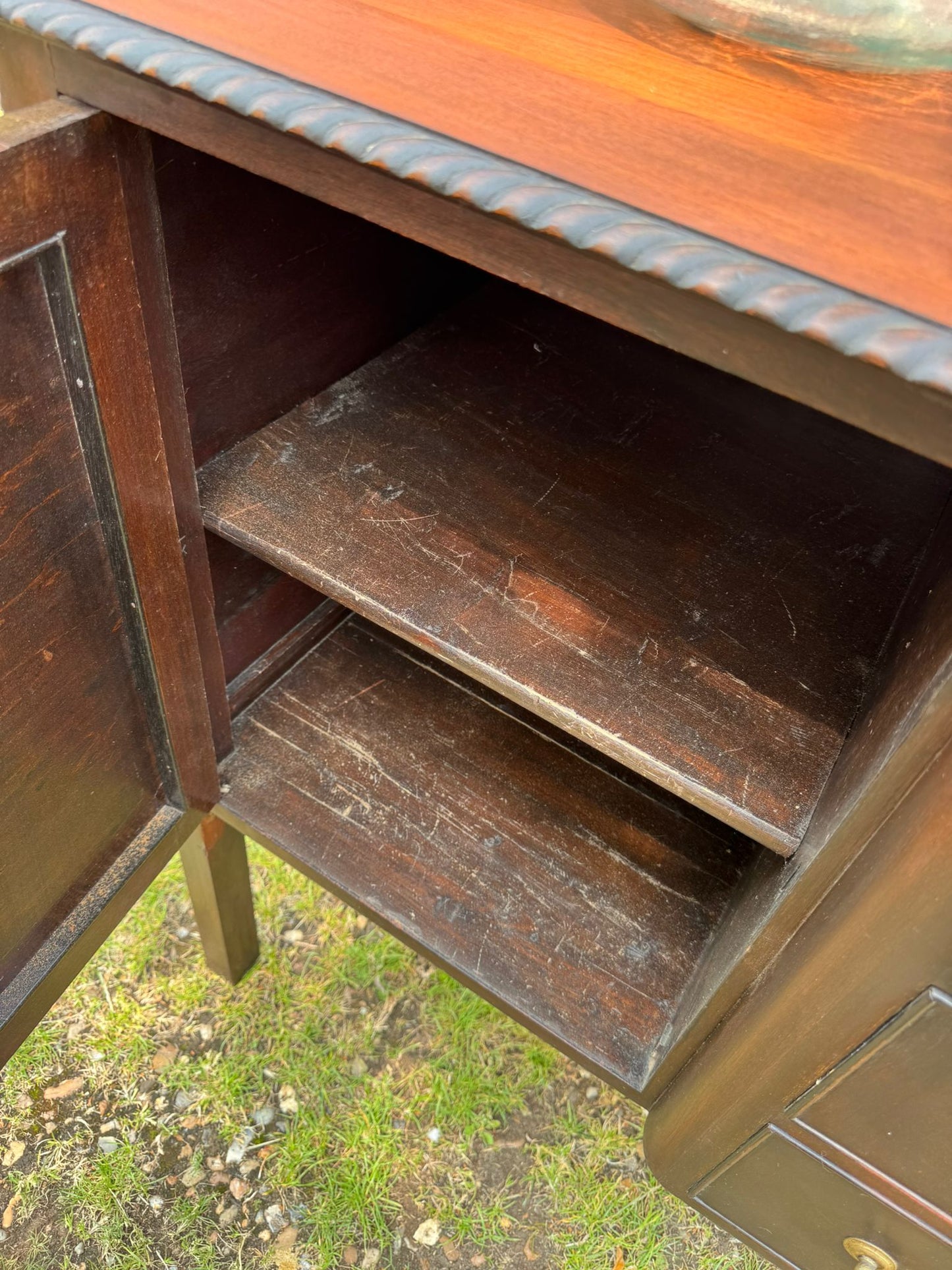 Antique Mahogany Sideboard – Buffet Server – 3 Drawer 2 Door Drinks Hall Cabinet
