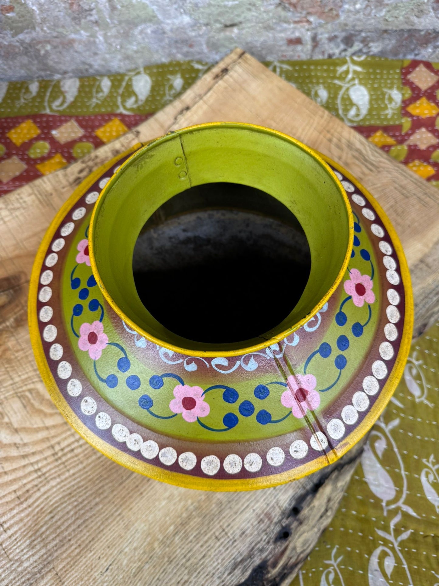 Vintage Painted Water Pot / Vase / Planter / Narrow Boat Ware Gypsy Art