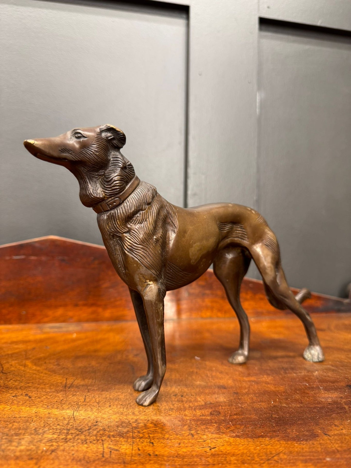 Pair Of Bronze Greyhound Figurines / Bronze Dog Ornaments / Dog Statue