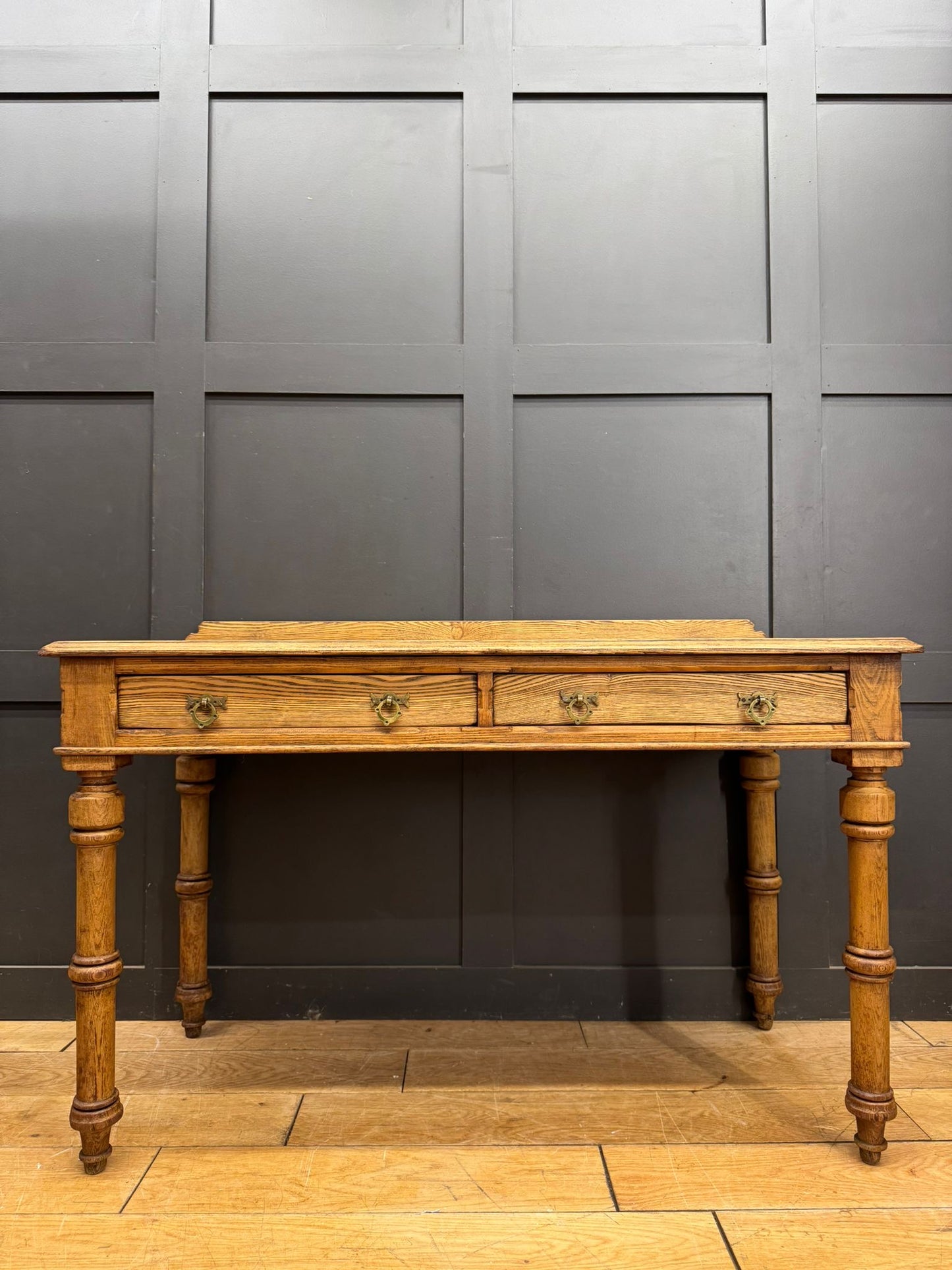 Antique Victorian Pitch Pine Console Hall Table Sink Stand/Washstand, 2-Drawers.