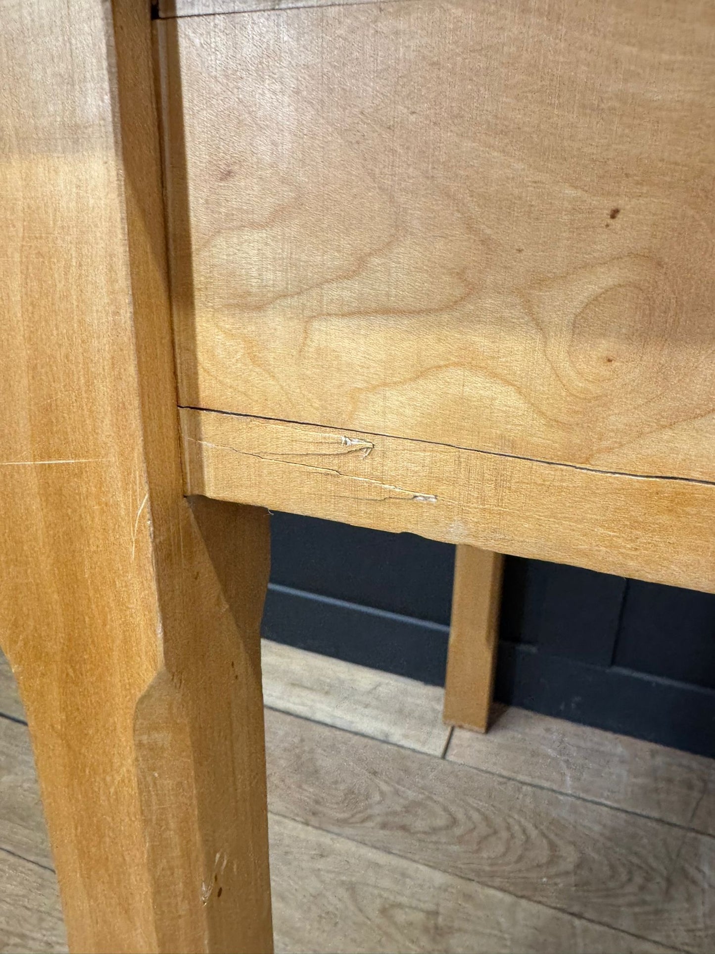 Vintage Elm & Birch Desk / Kitchen Table Rustic Farmhouse Dining Table Retro