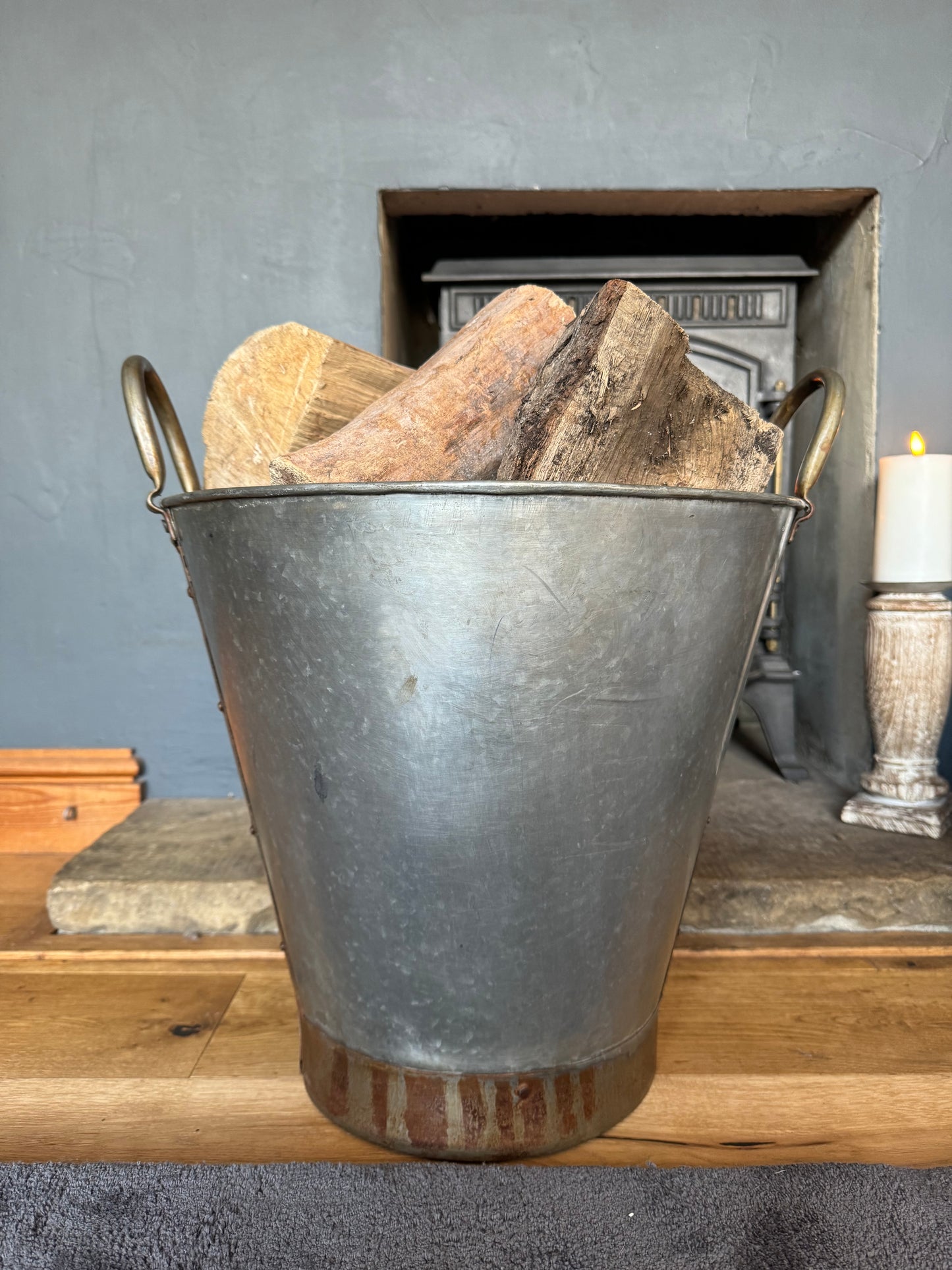 Galvanised Log Basket / Plant Pot / Shrub Christmas Tree Planter Garden Patio