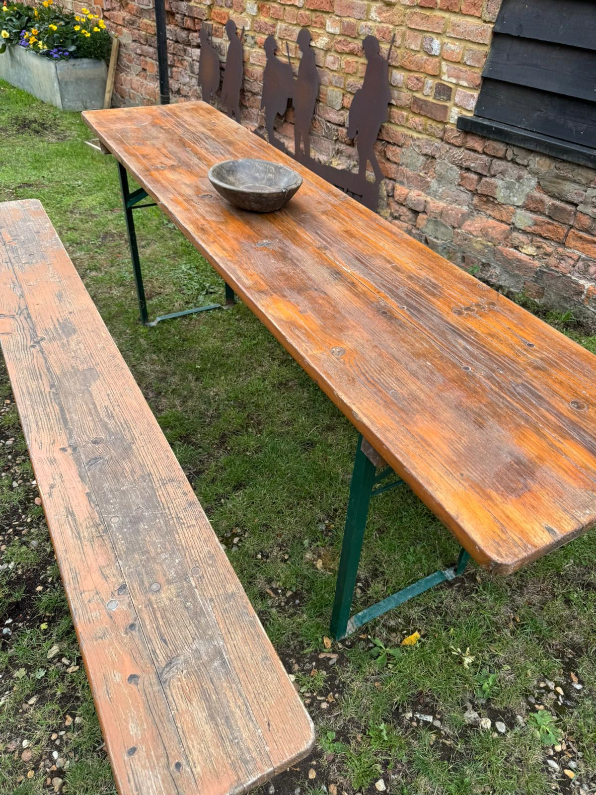 Vintage German Beer Festival Folding Table & Bench Set – 220cm Long