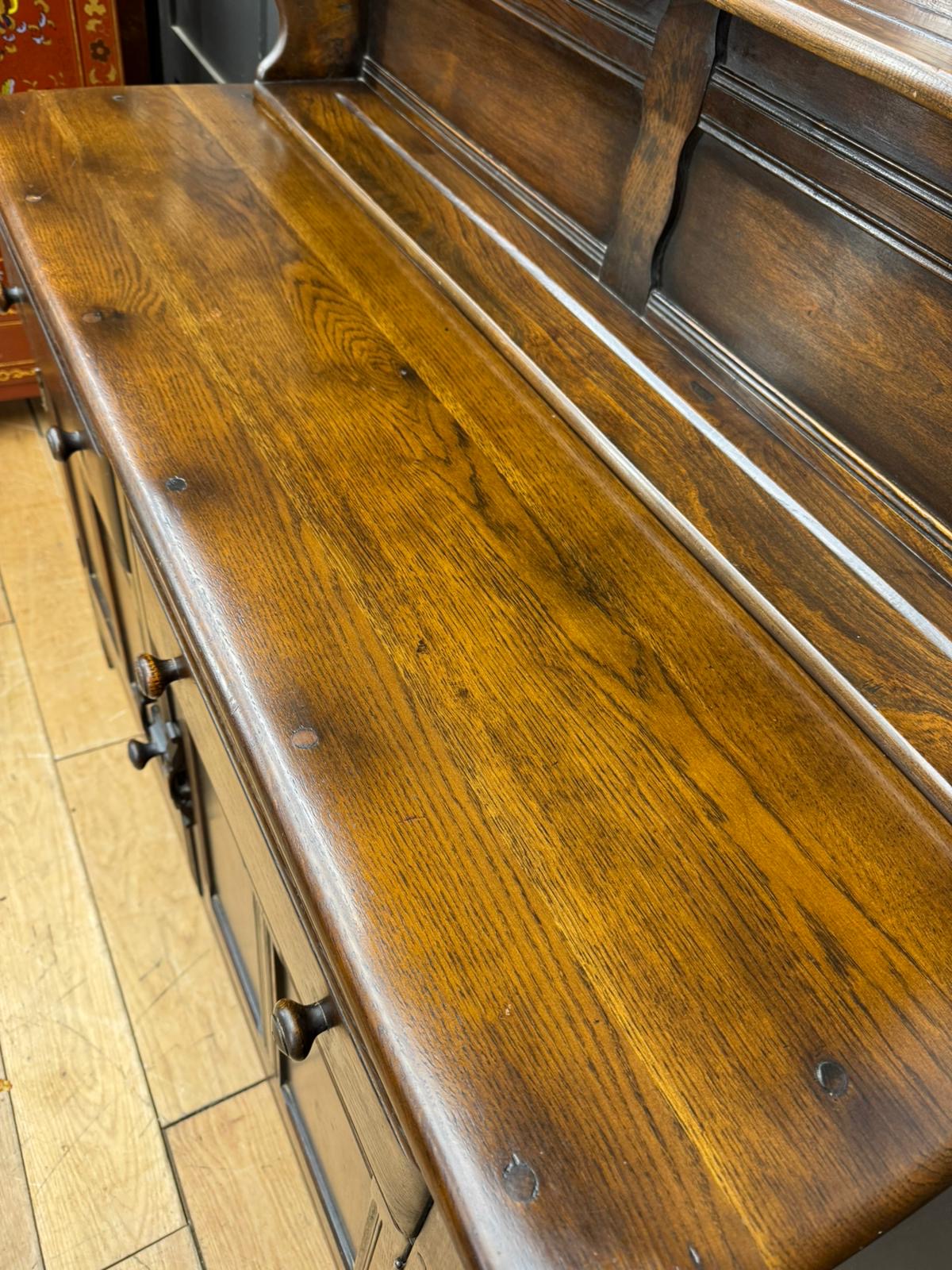 Ercol Old Colonial Solid Oak Dresser Base and Rack – Classic Vintage Storage