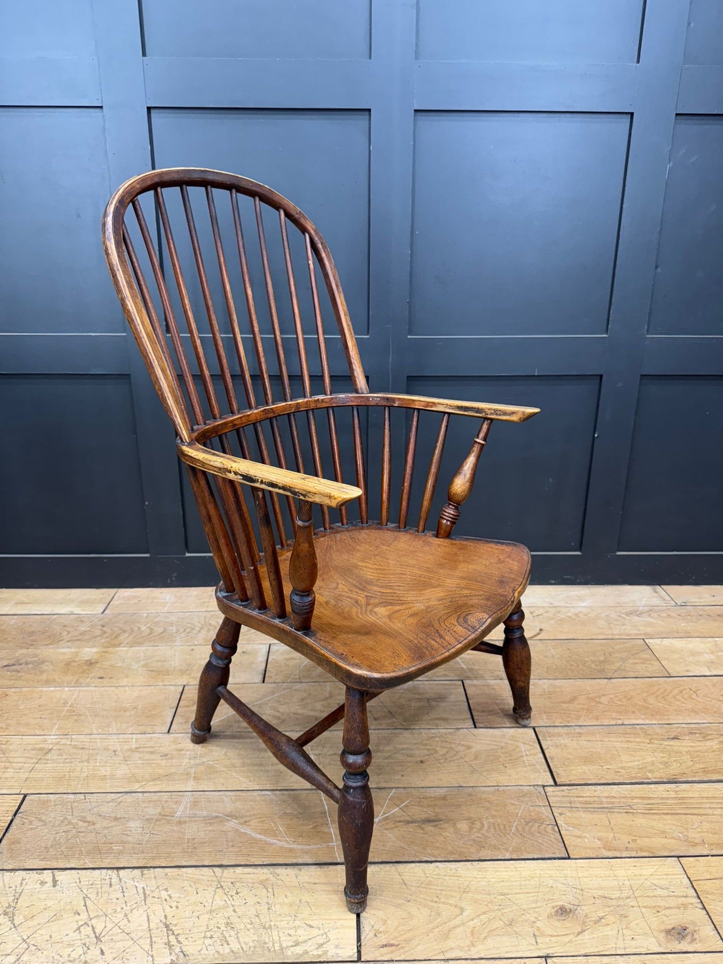 Antique Windsor Bow Back Armchair | Georgian Style Elm & Beech Stickback Chair