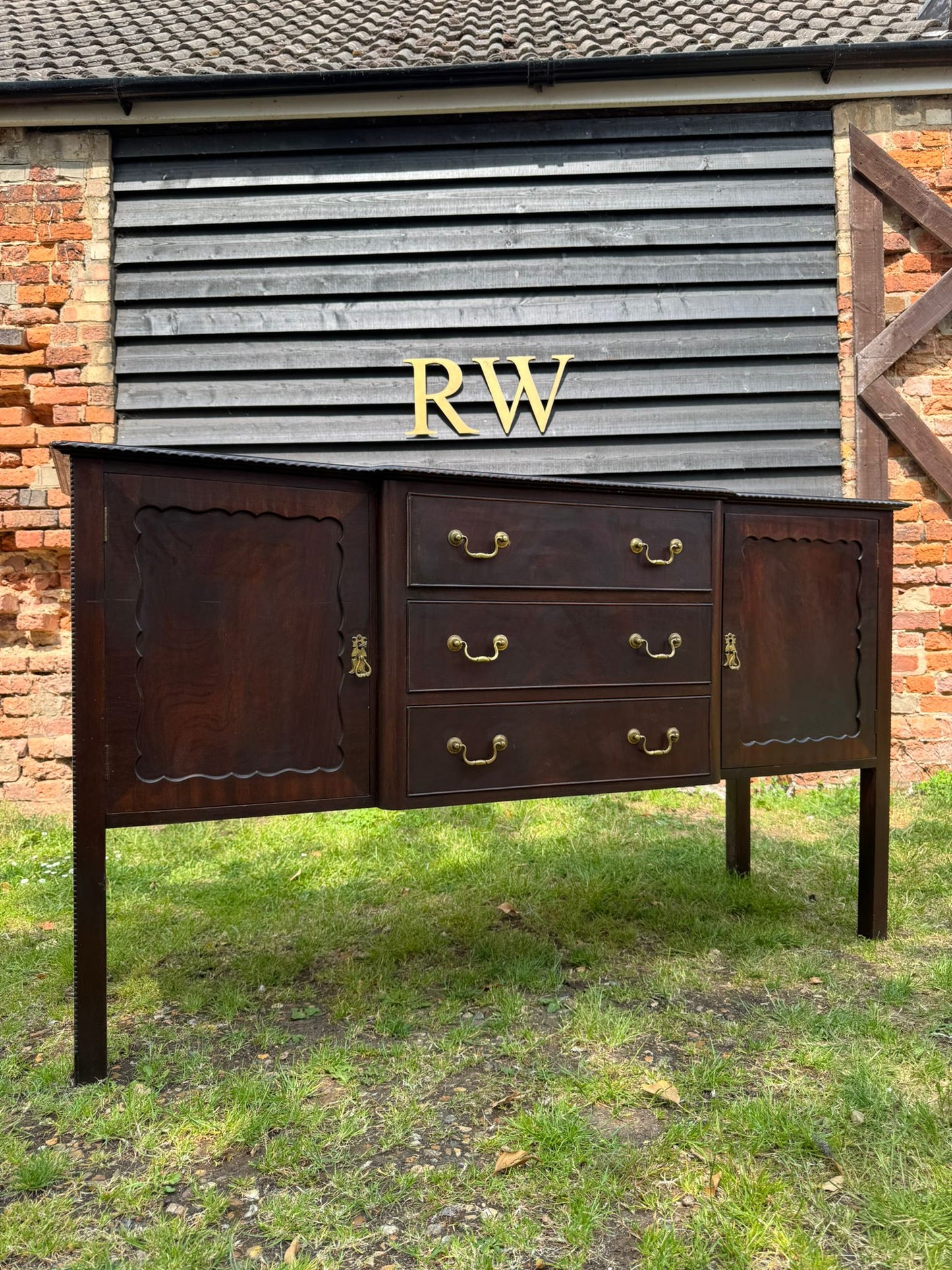 Antique Mahogany Sideboard – Buffet Server – 3 Drawer 2 Door Drinks Hall Cabinet