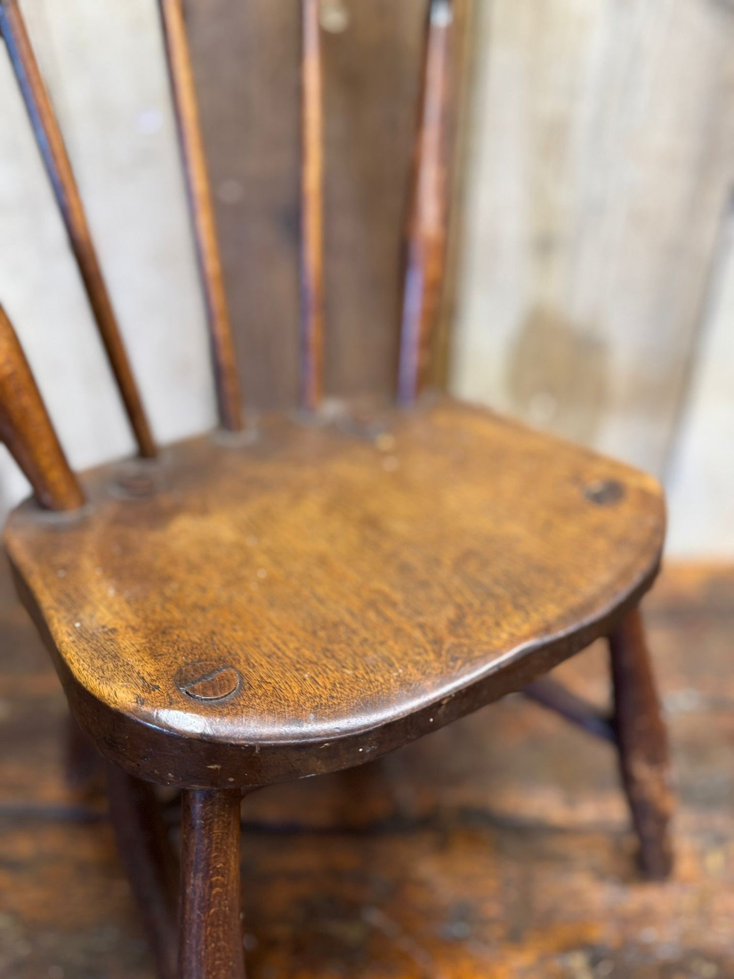 Antique Child’s Chair with Oak Seat – Nursery Book Display Plant Stand Chair A