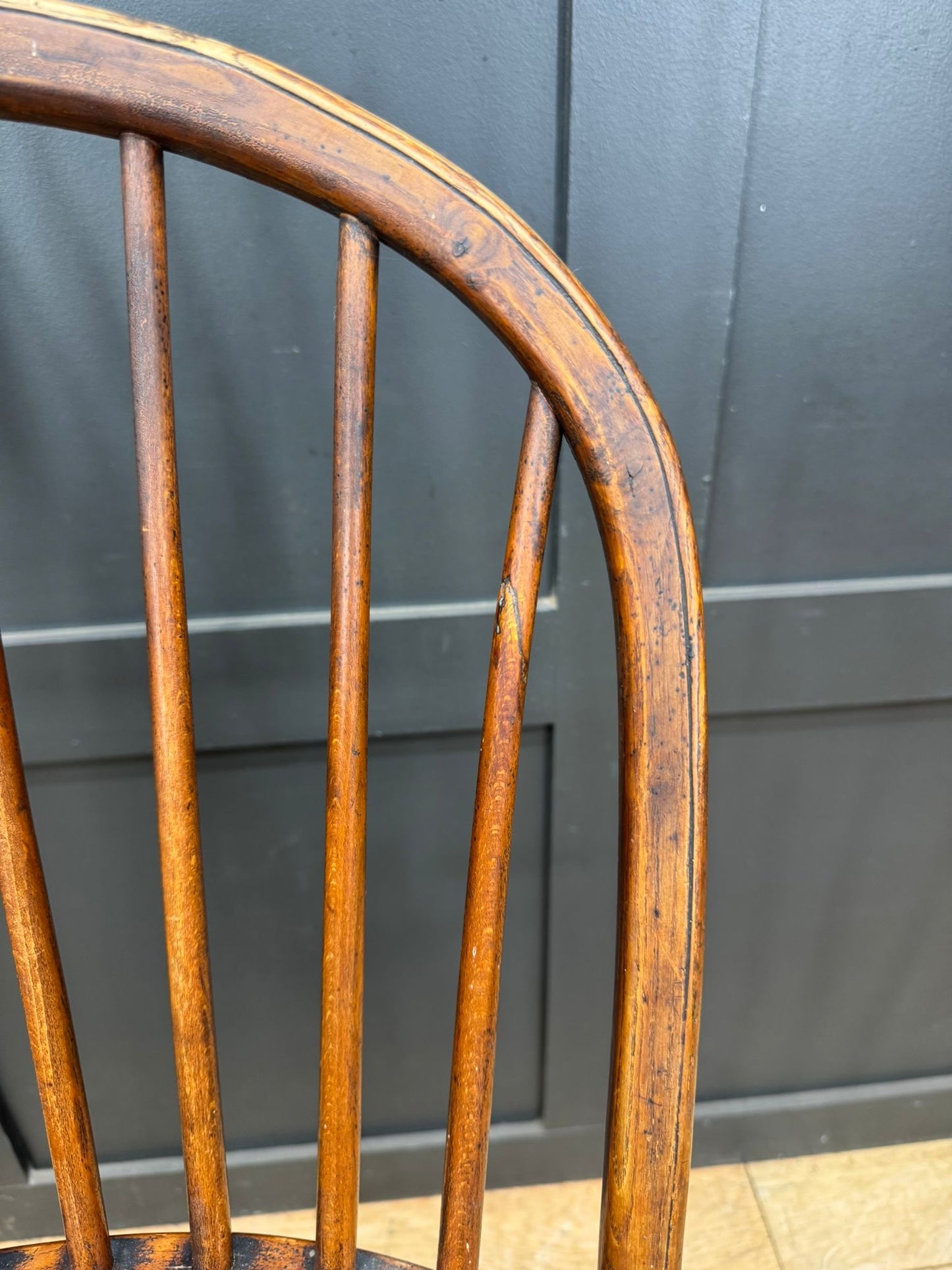 Antique Windsor Bow Back Armchair | Georgian Style Elm & Beech Stickback Chair