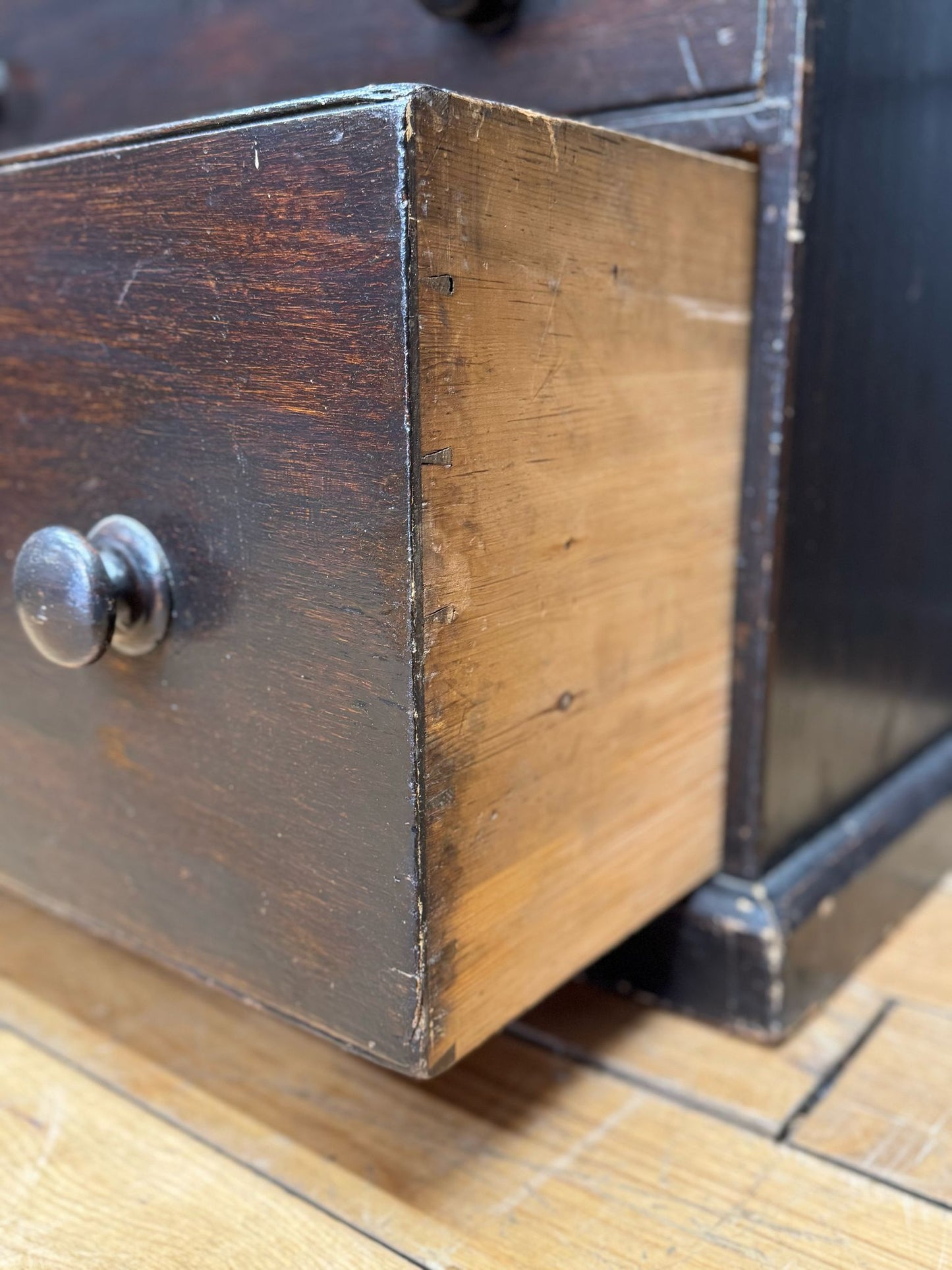 Antique Pine Chest Of Drawers / Victorian Dark Stained Chest Storage