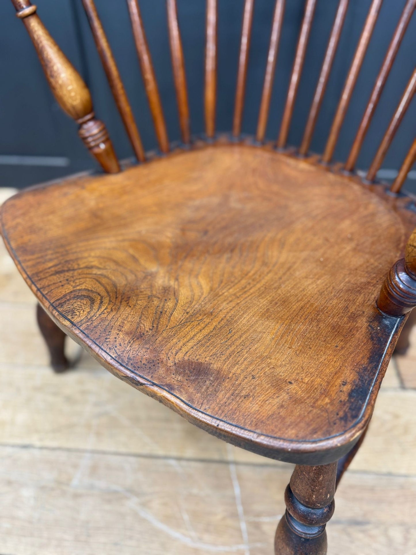 Antique Windsor Bow Back Armchair | Georgian Style Elm & Beech Stickback Chair