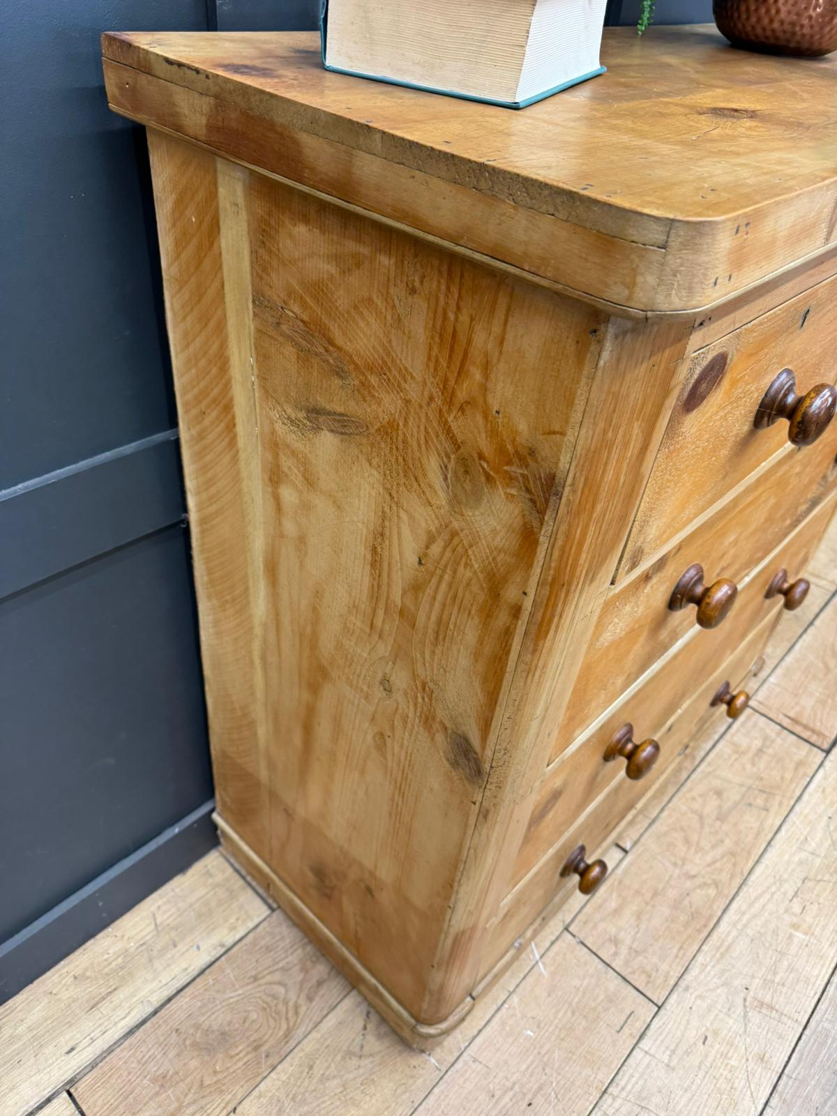 Victorian Pine Chest of Drawers – Antique 19thC Rustic Storage