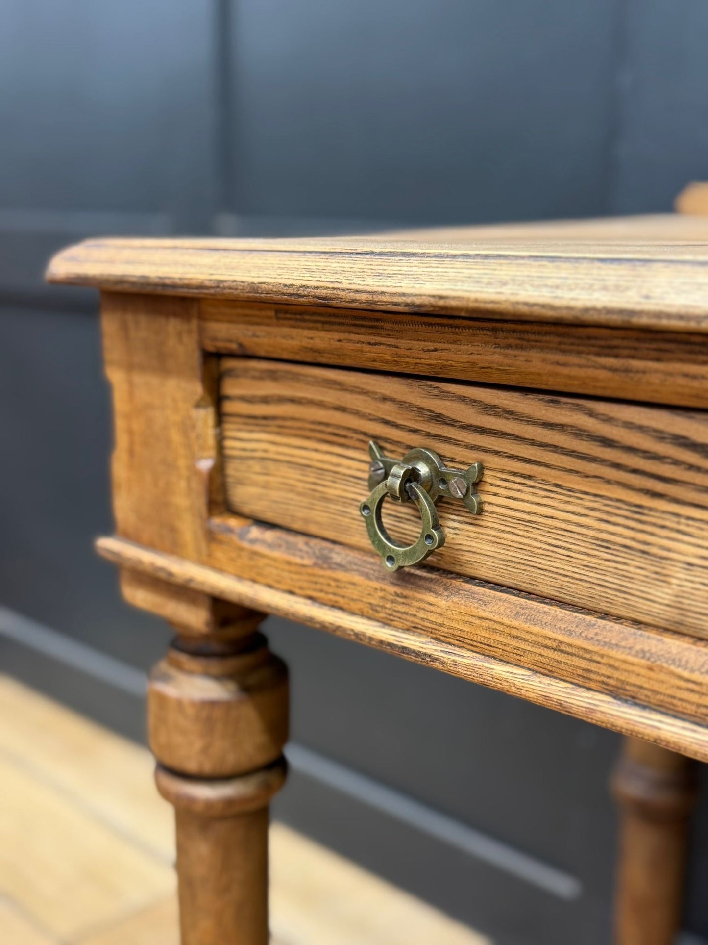 Antique Victorian Pitch Pine Console Hall Table Sink Stand/Washstand, 2-Drawers.
