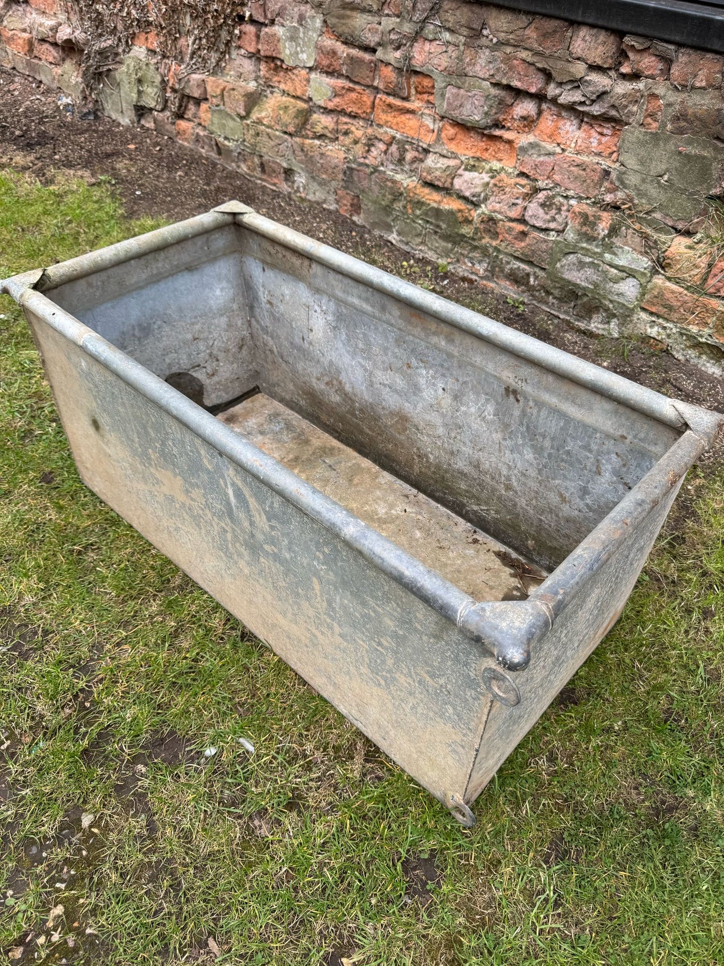 Vintage Short Garden Galvanised Trough Planter / Raised Bed Fish Pond Plant JJ