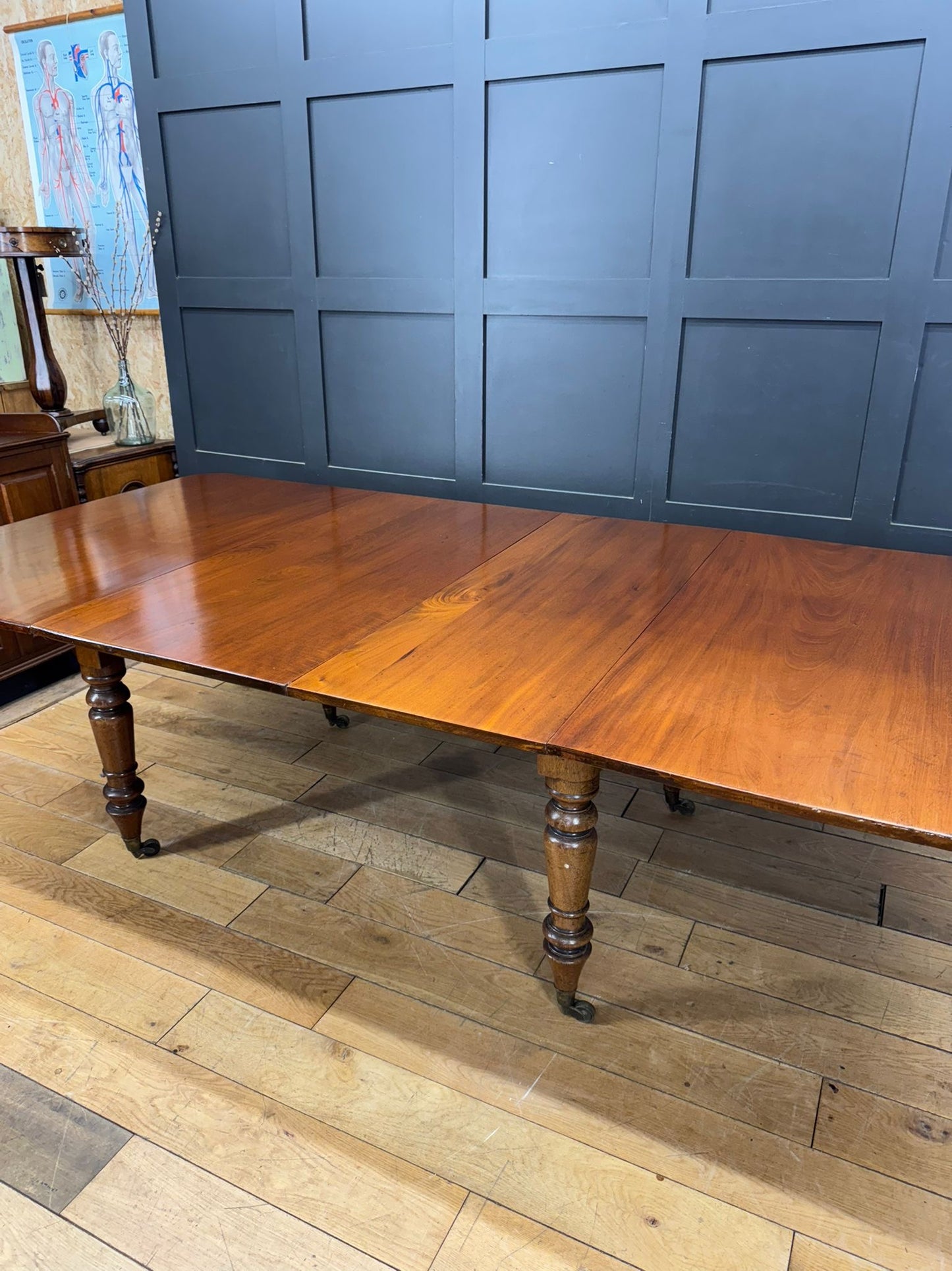 Antique Mahogany Extending Dining Kitchen Table Victorian Pull Out 10 Seater