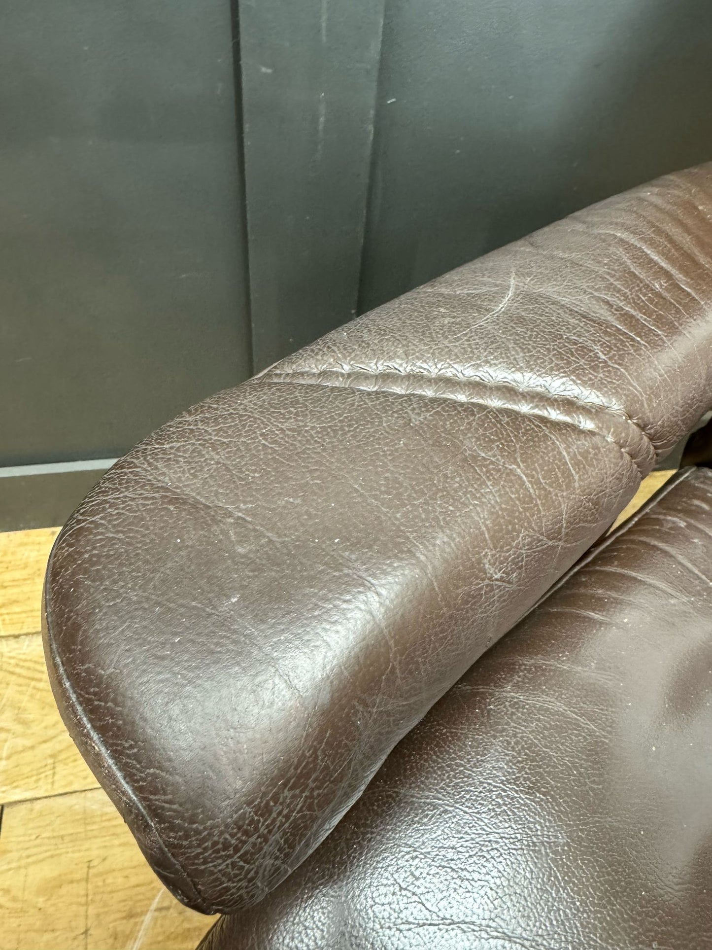 Preloved Ekornes Stressless Brown Leather Reclining Armchair Matching Footstool