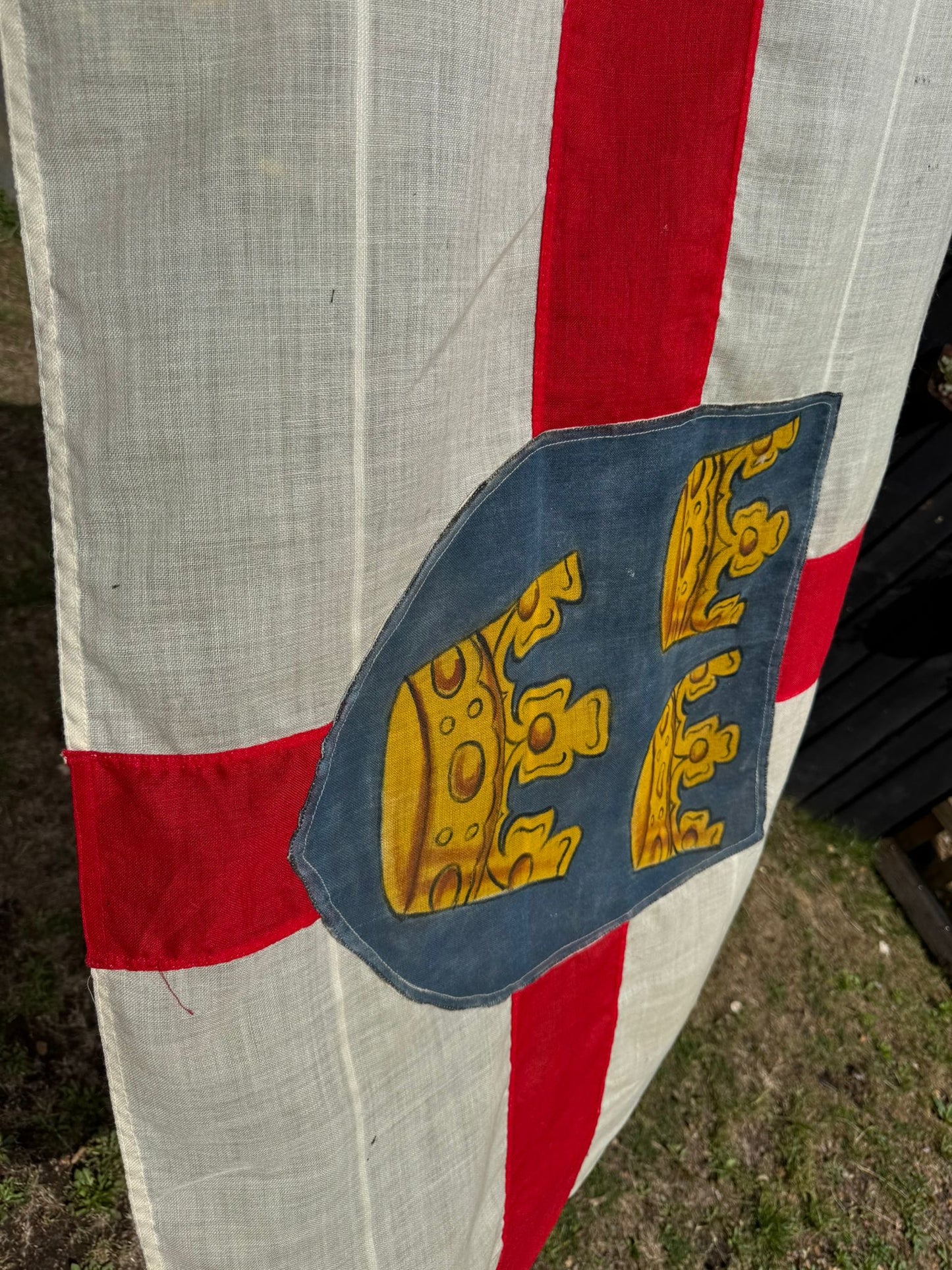 Vintage East Anglia Banner Flag – Hand-Sewn Heraldic Three Crowns – Collectible