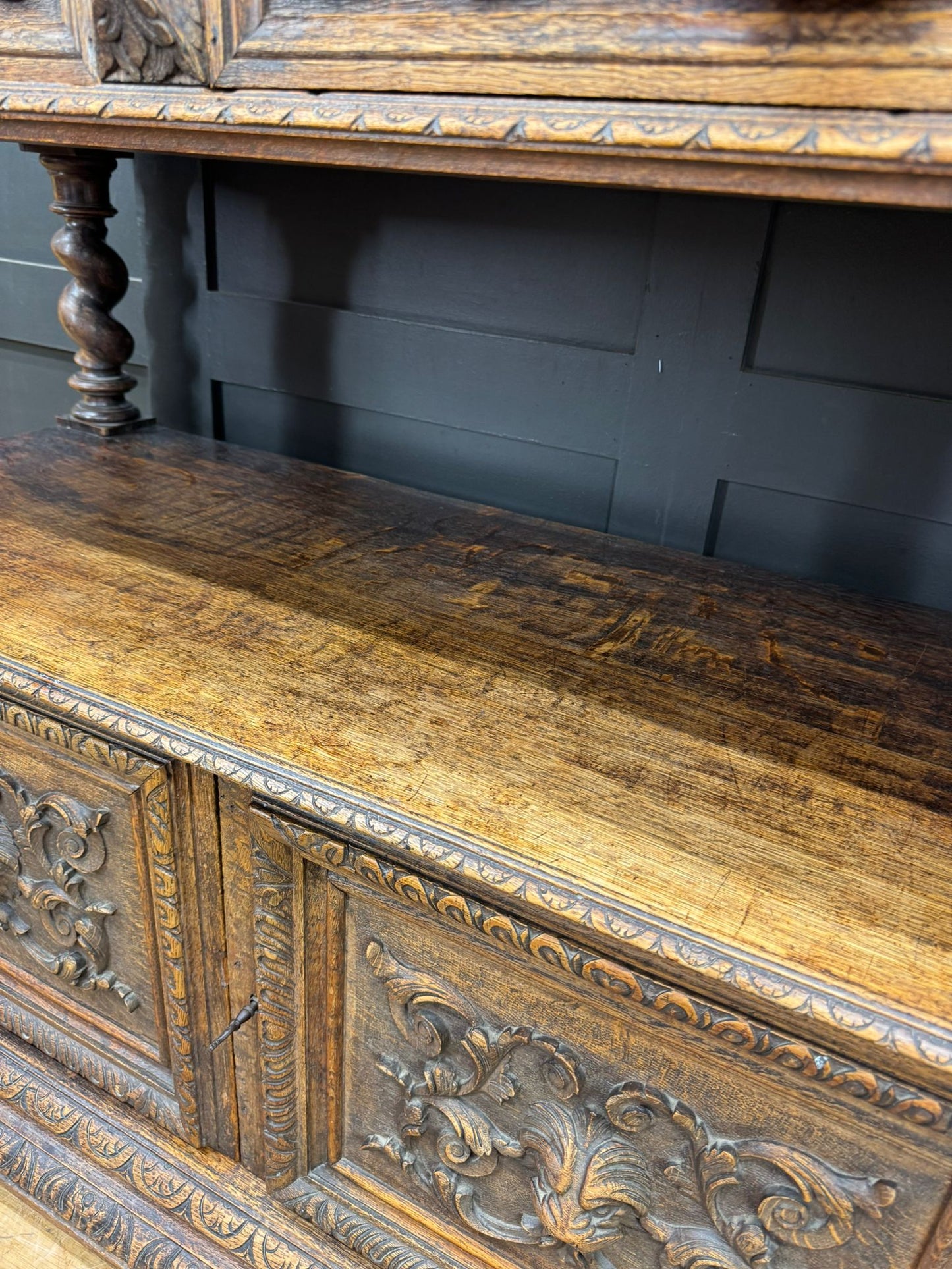 Antique Victorian Carved Oak Sideboard Buffet – Green Man / Oak Cabinet