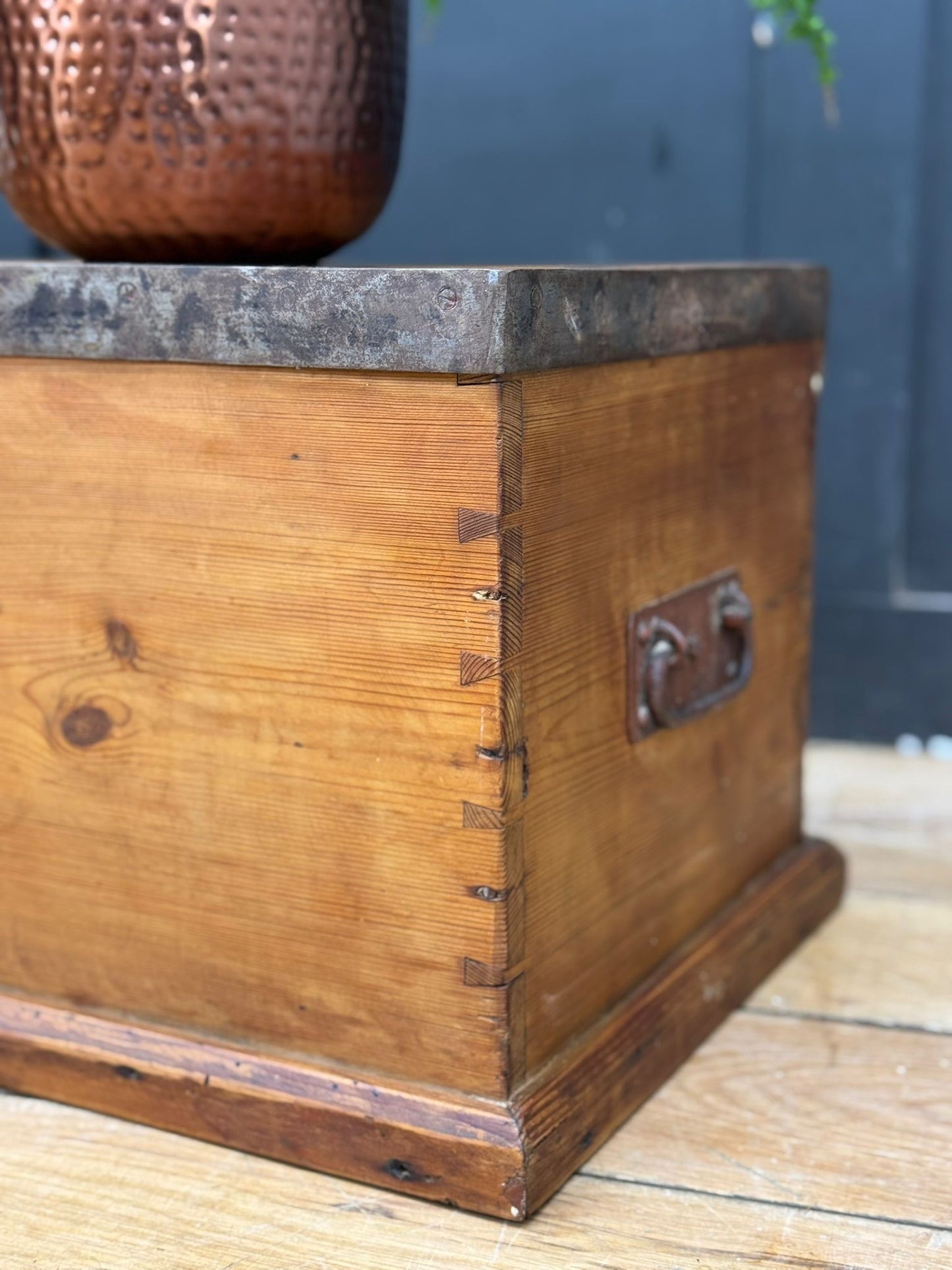 Antique Pine Blanket Chest Trunk Rustic Storage Box / Coffee Table