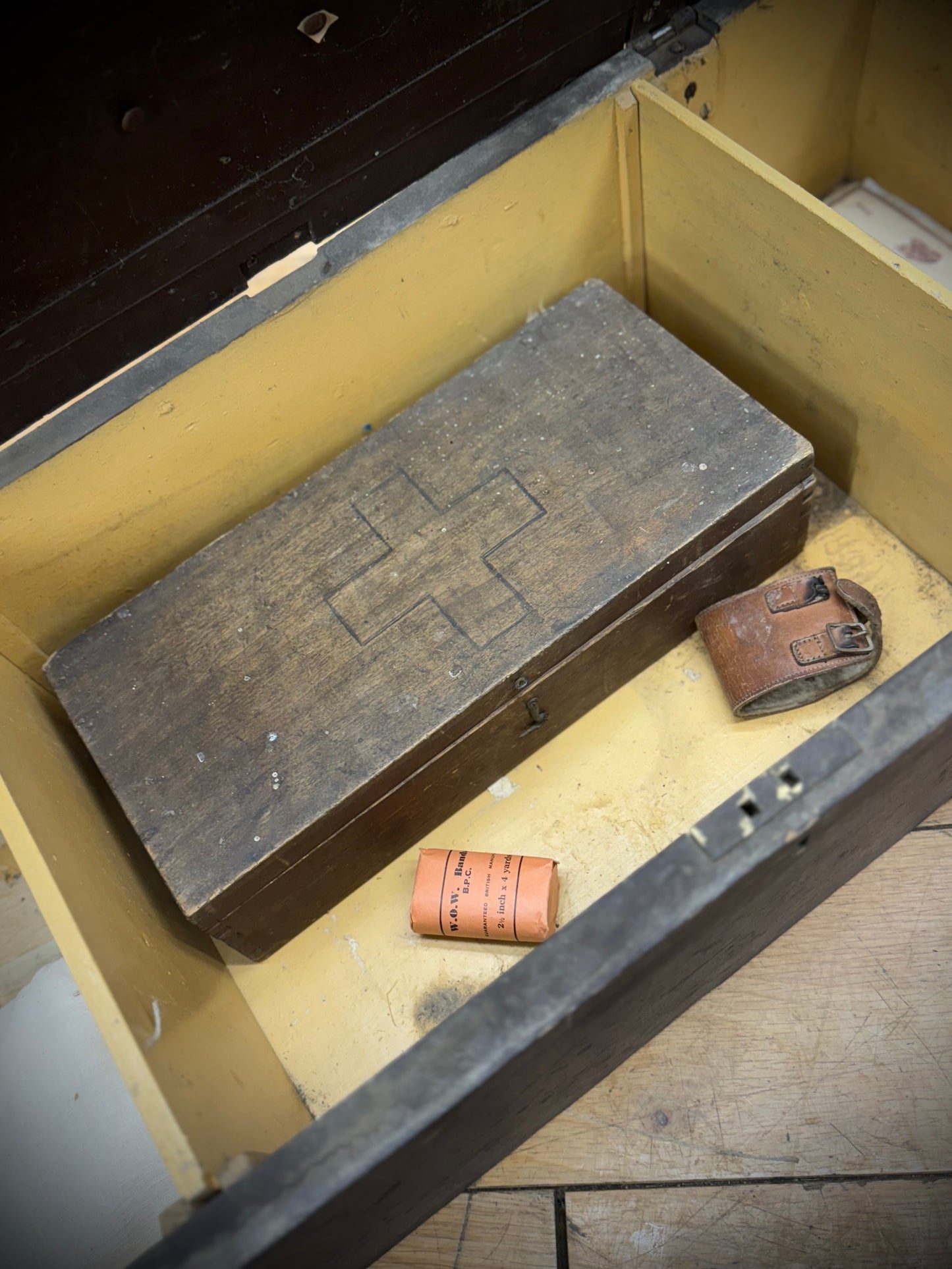 WWII ARP First Aid Box. Civil Defence Medical Case. Vintage Red Cross Wooden Storage Box. Wartime Memorabilia. Militaria Collectible UK