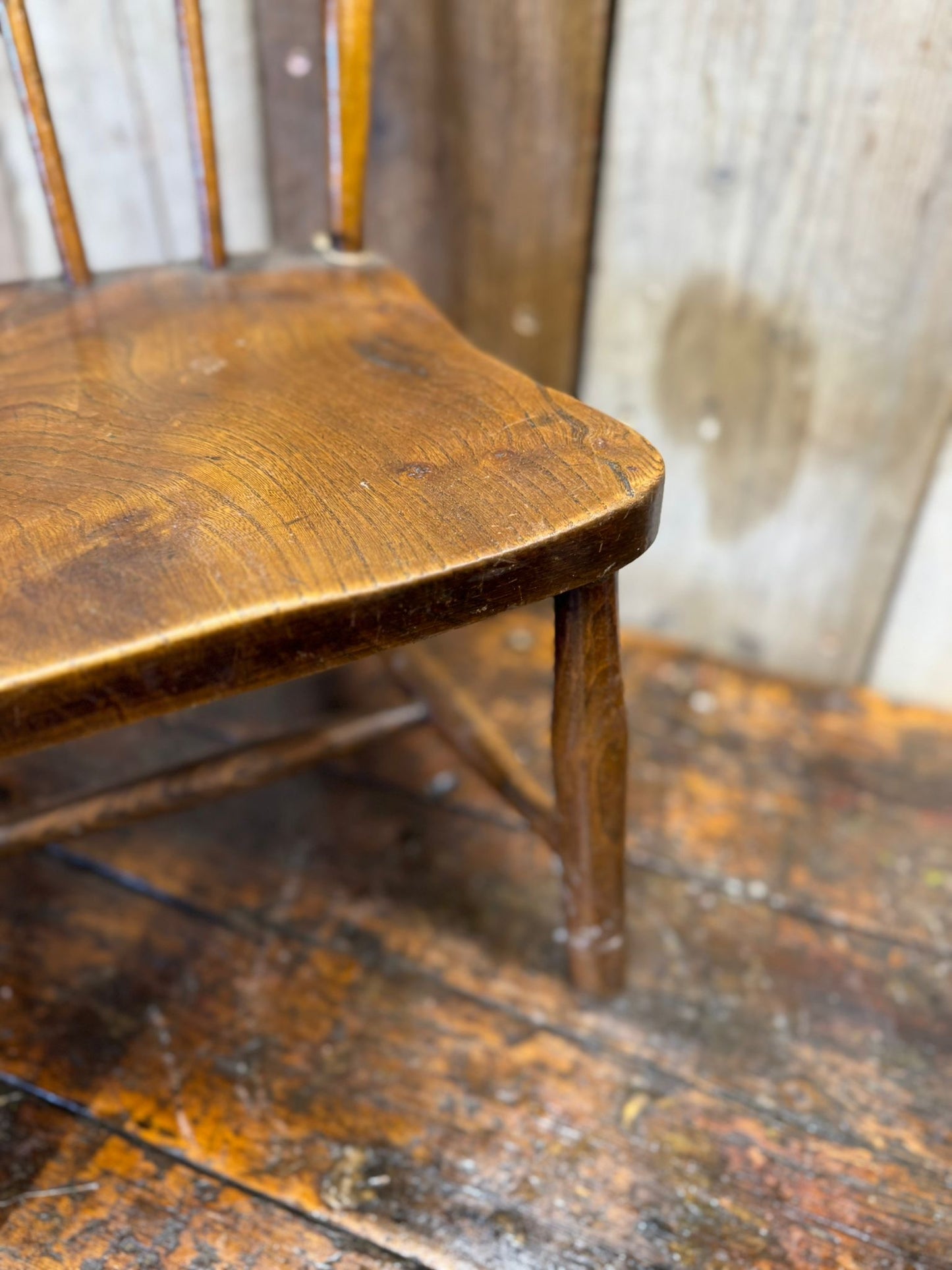 Antique Child’s Chair with Elm Seat – Nursery Book Display Plant Stand Chair C