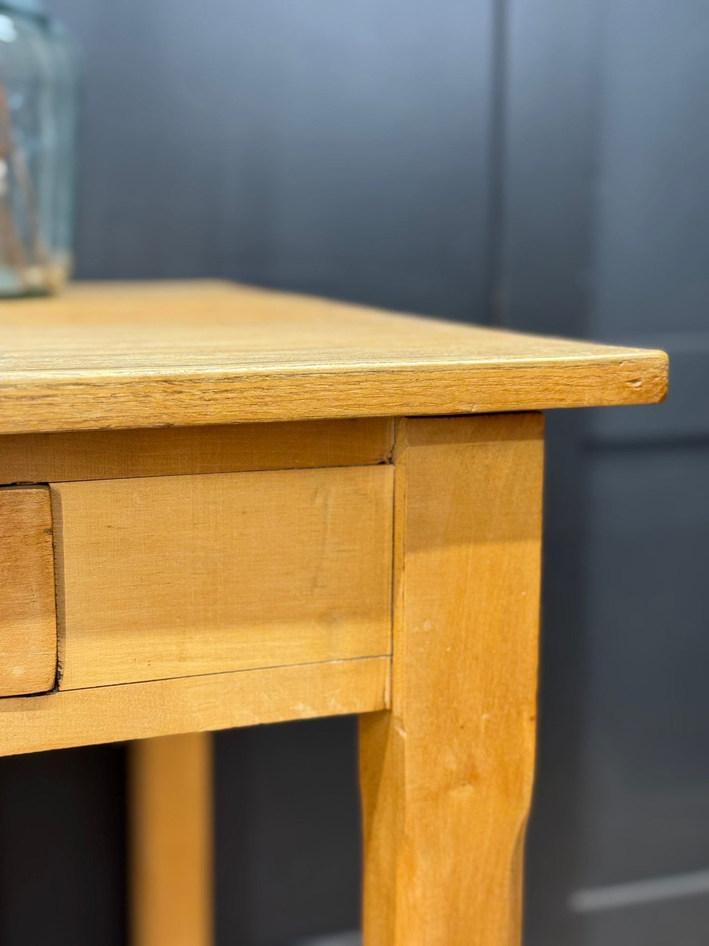 Vintage Elm & Birch Desk / Kitchen Table Rustic Farmhouse Dining Table Retro