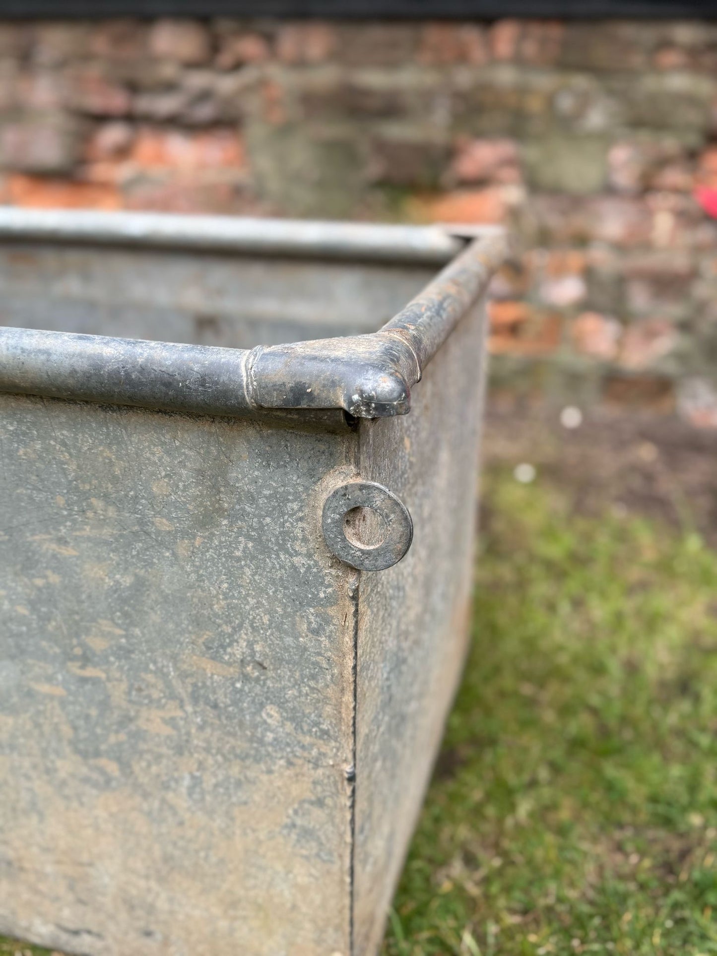 Vintage Short Garden Galvanised Trough Planter / Raised Bed Fish Pond Plant JJ