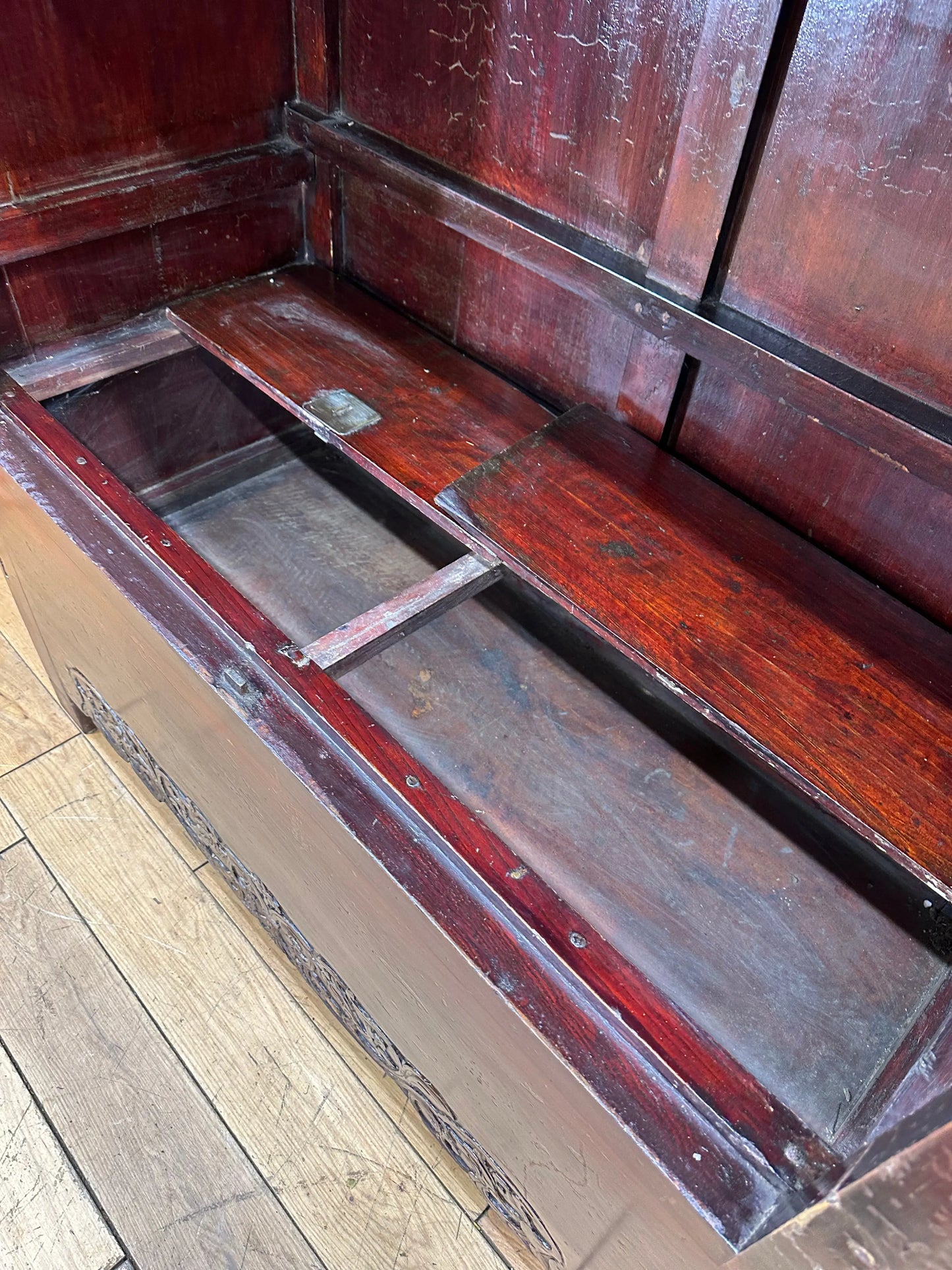 Antique Chinese Open Cabinet - Antique Display - Red Wedding Cabinet - Bookcase RUSTIC WAREHOUSE NORFOLK