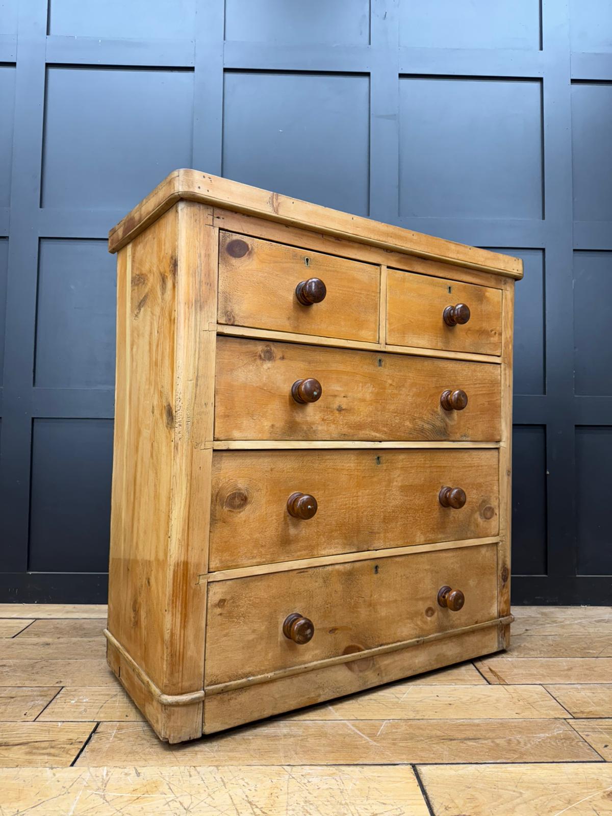 Victorian Pine Chest of Drawers – Antique 19thC Rustic Storage