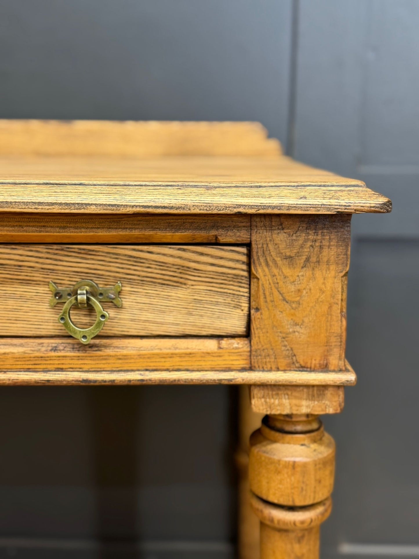 Antique Victorian Pitch Pine Console Hall Table Sink Stand/Washstand, 2-Drawers.