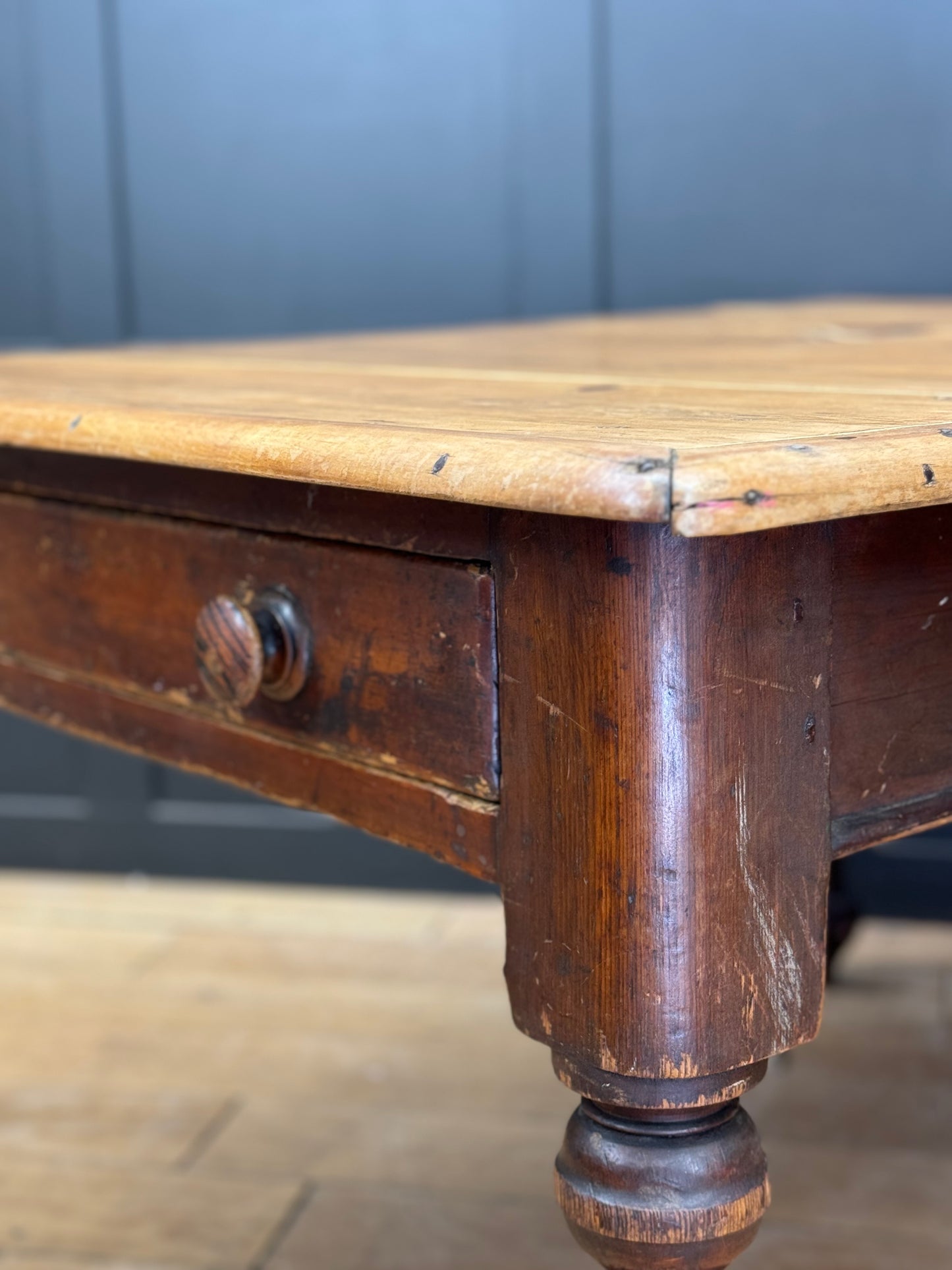Antique Pine Dining Table / Victorian Kitchen Table / Rustic Farmhouse Pine Desk