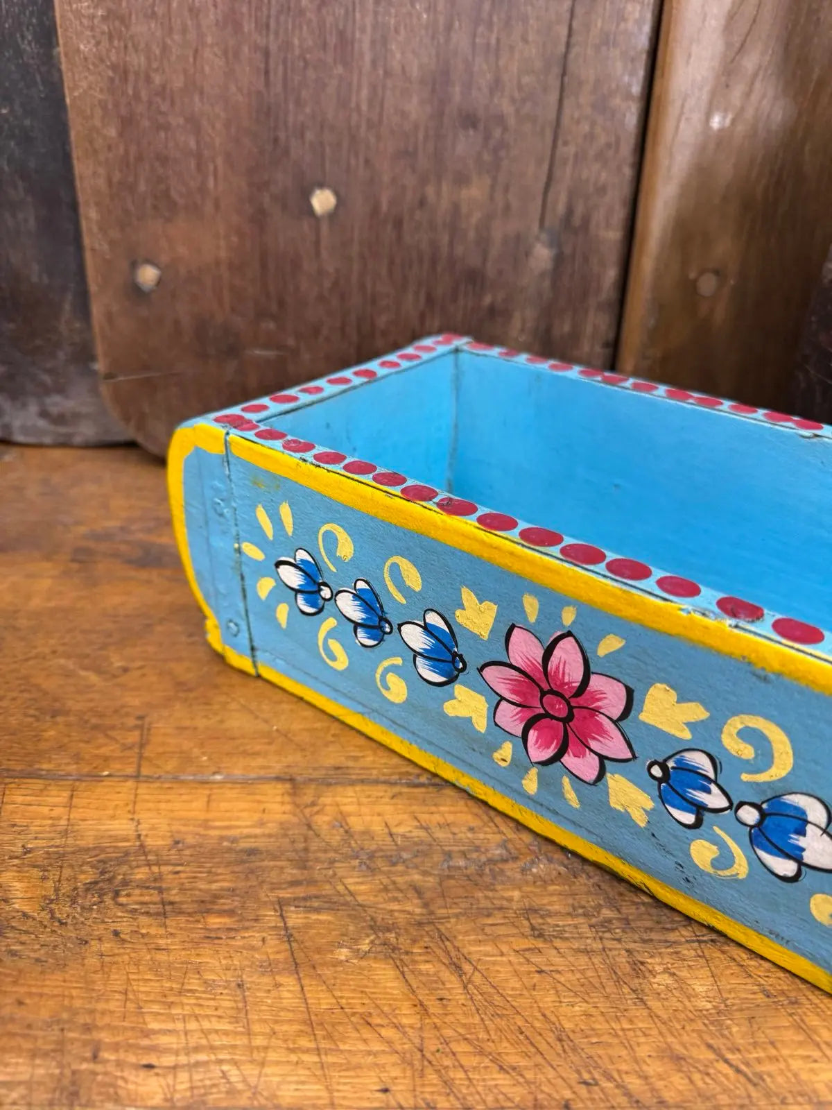 Blue Wooden Painted Brick Mould / Decorative Herb Planter / Storage Box Tray B RW NORFOLK
