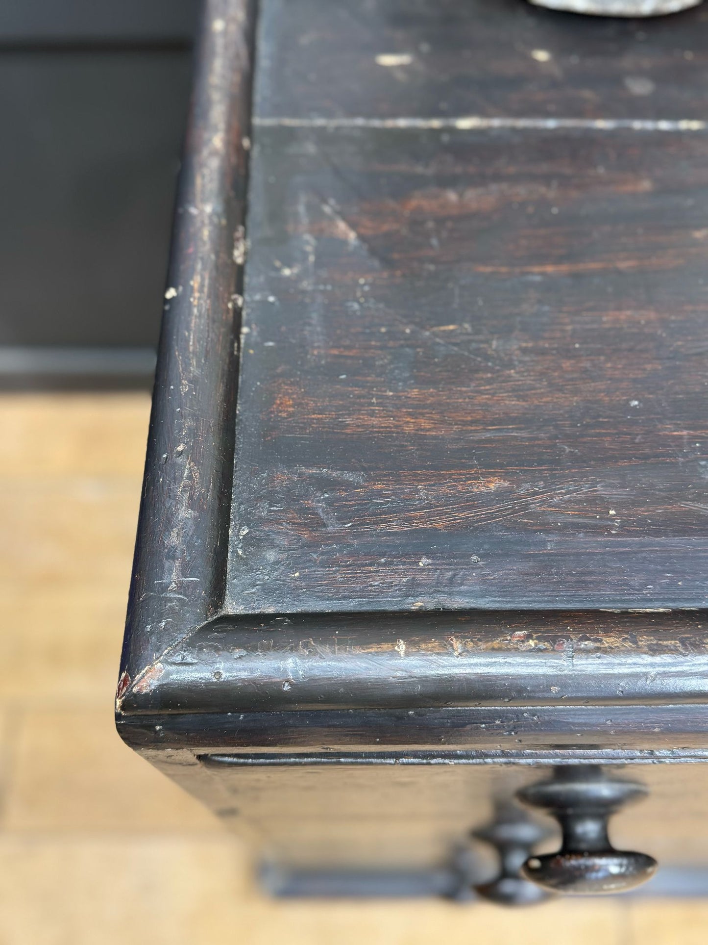 Antique Pine Chest Of Drawers / Victorian Dark Stained Chest Storage