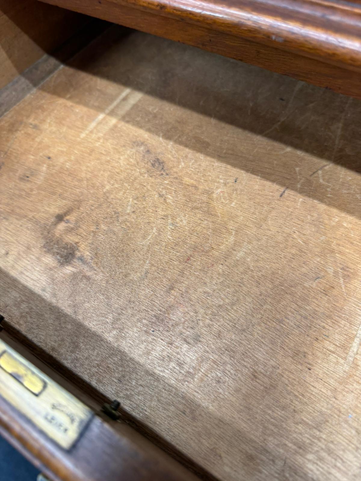 Vintage Walnut Pedestal Desk Leather Top – Antique Style Writing Table 9 Drawers