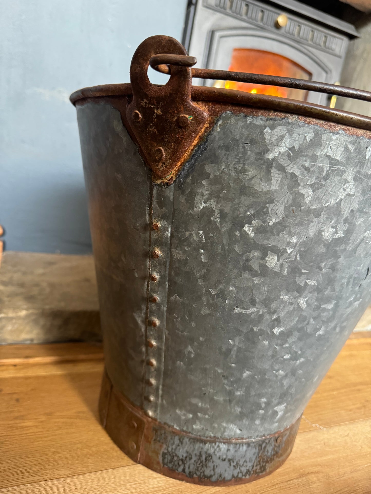 Galvanised Log Basket Carrier / Plant Pot / Christmas Tree Planter Patio Pail B