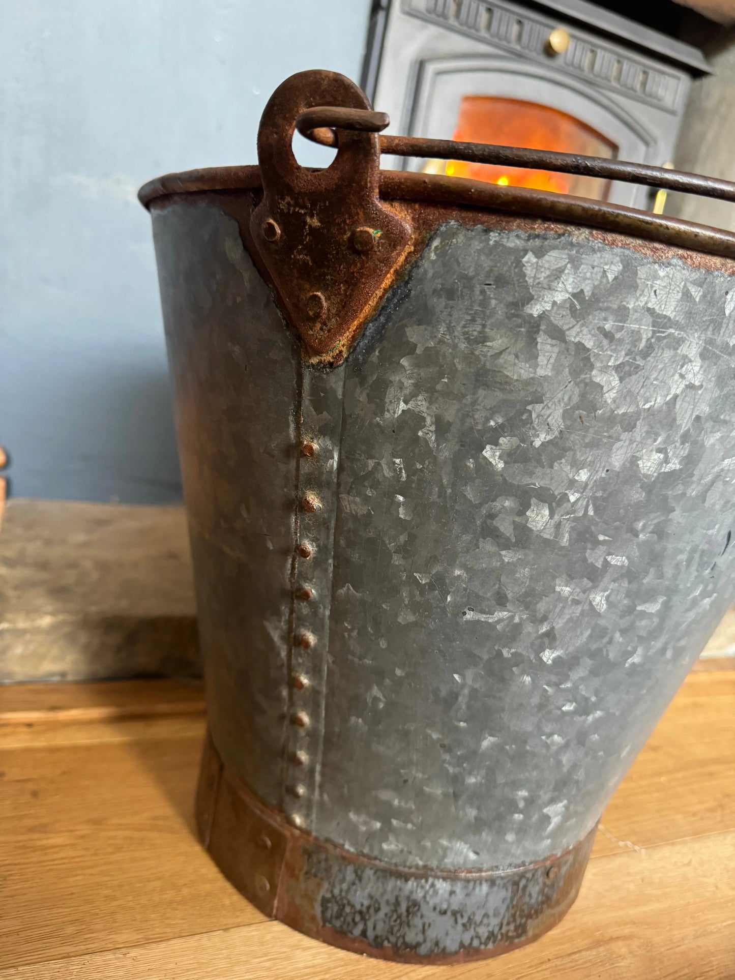 Galvanised Log Basket Carrier / Plant Pot / Christmas Tree Planter Patio Pail B RUSTIC WAREHOUSE NORFOLK