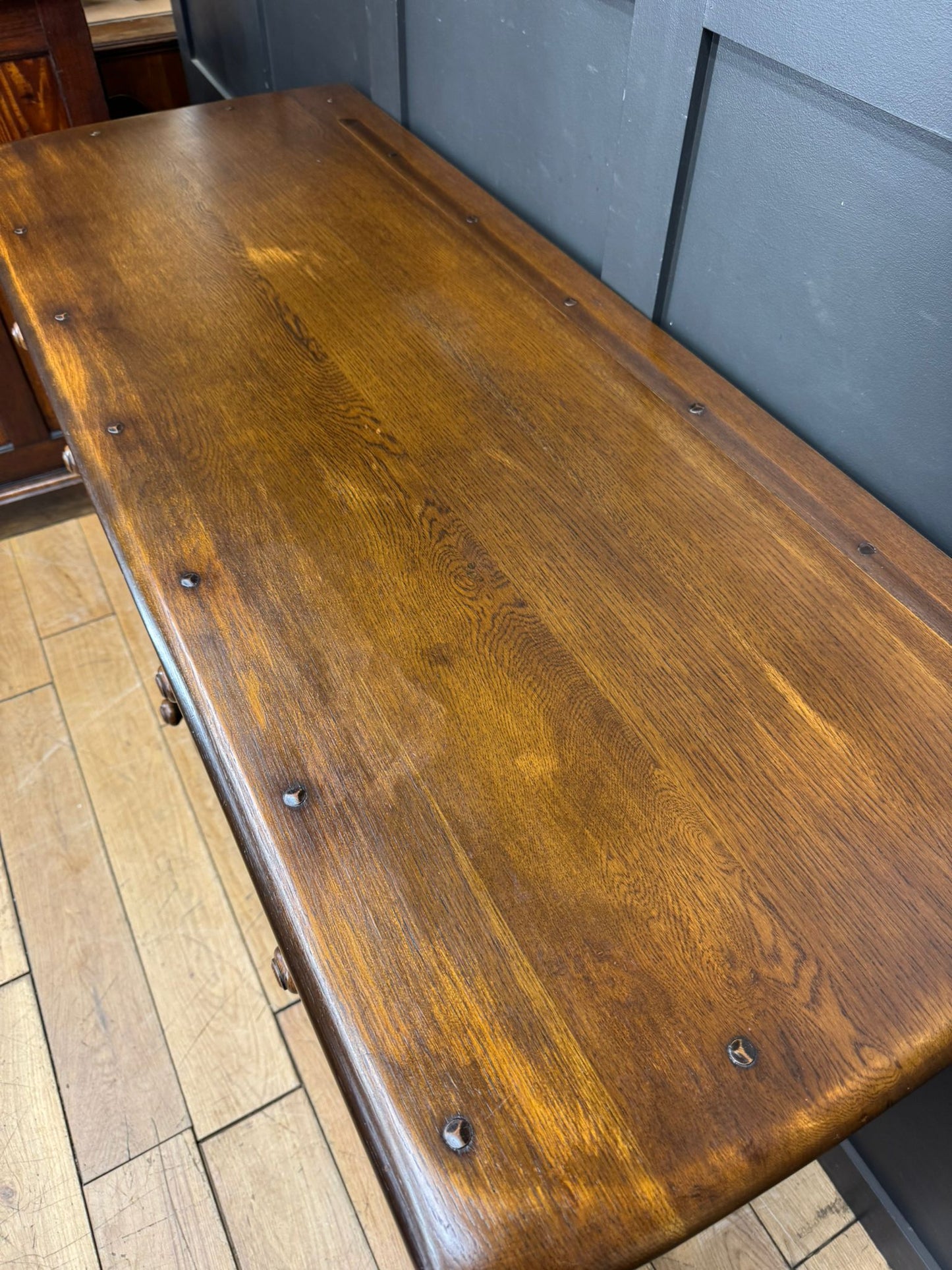 Ercol Old Colonial Large Sideboard – Oak, Carved Panel, Vintage Buffet Cupboard