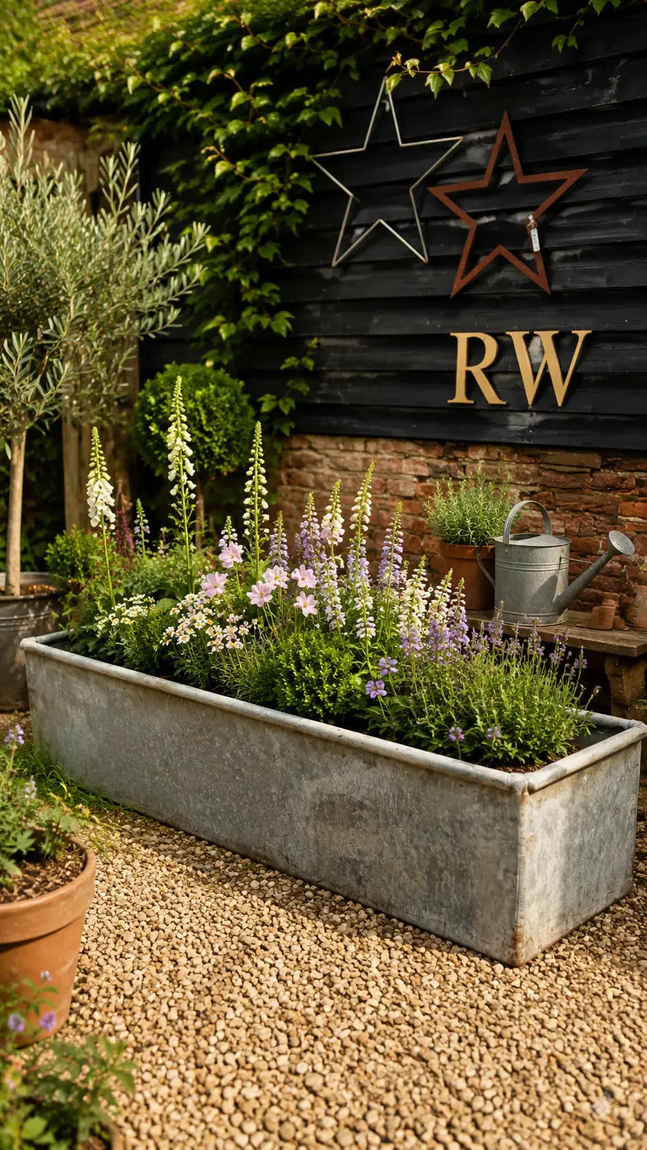 Reclaimed Galvanised Trough Large Planter / Raised Flower Bed Plant Tree Pot T5 RUSTIC WAREHOUSE NORFOLK