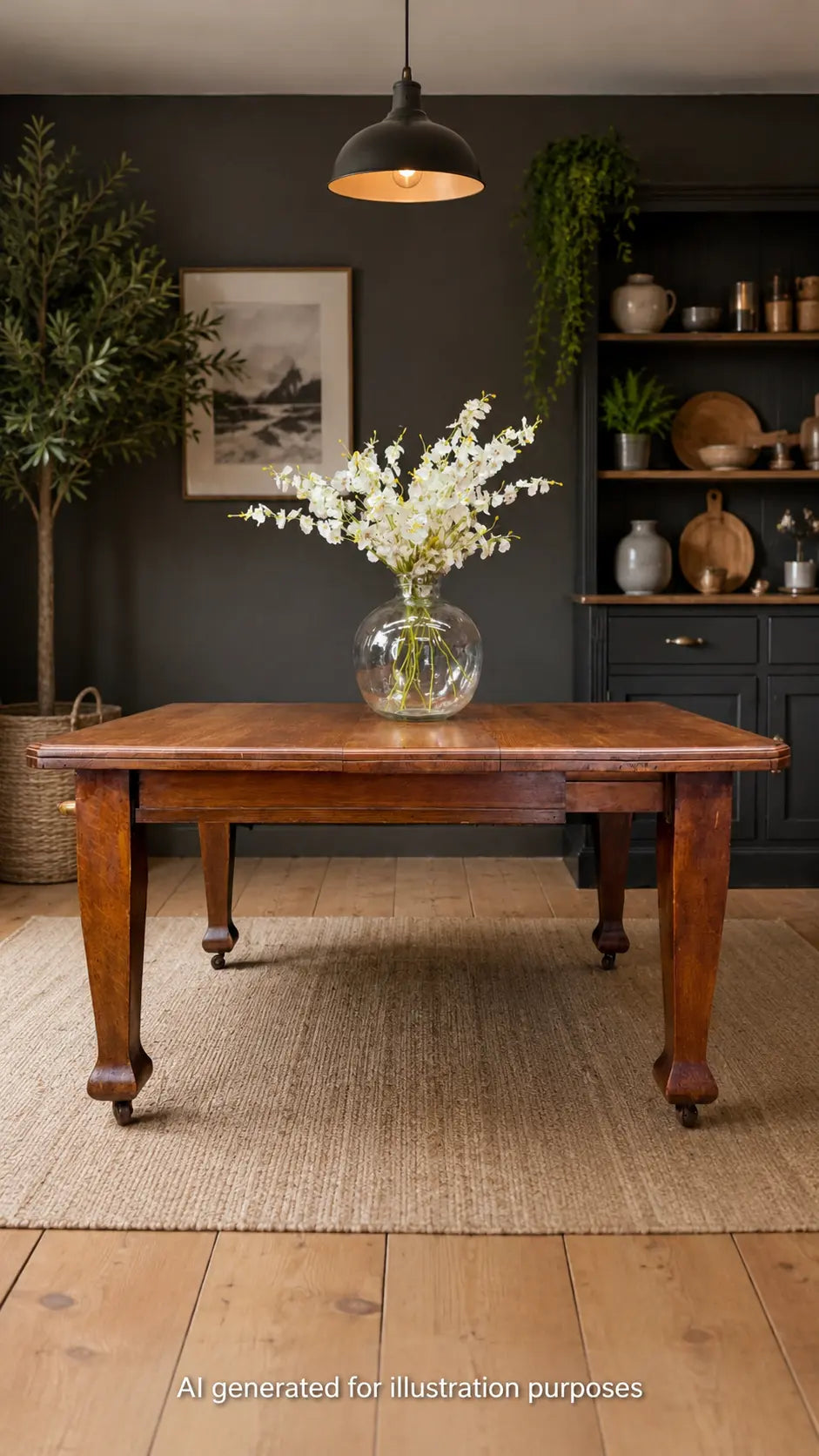 Antique Edwardian Oak Wind Out Extending Dining Kitchen Table