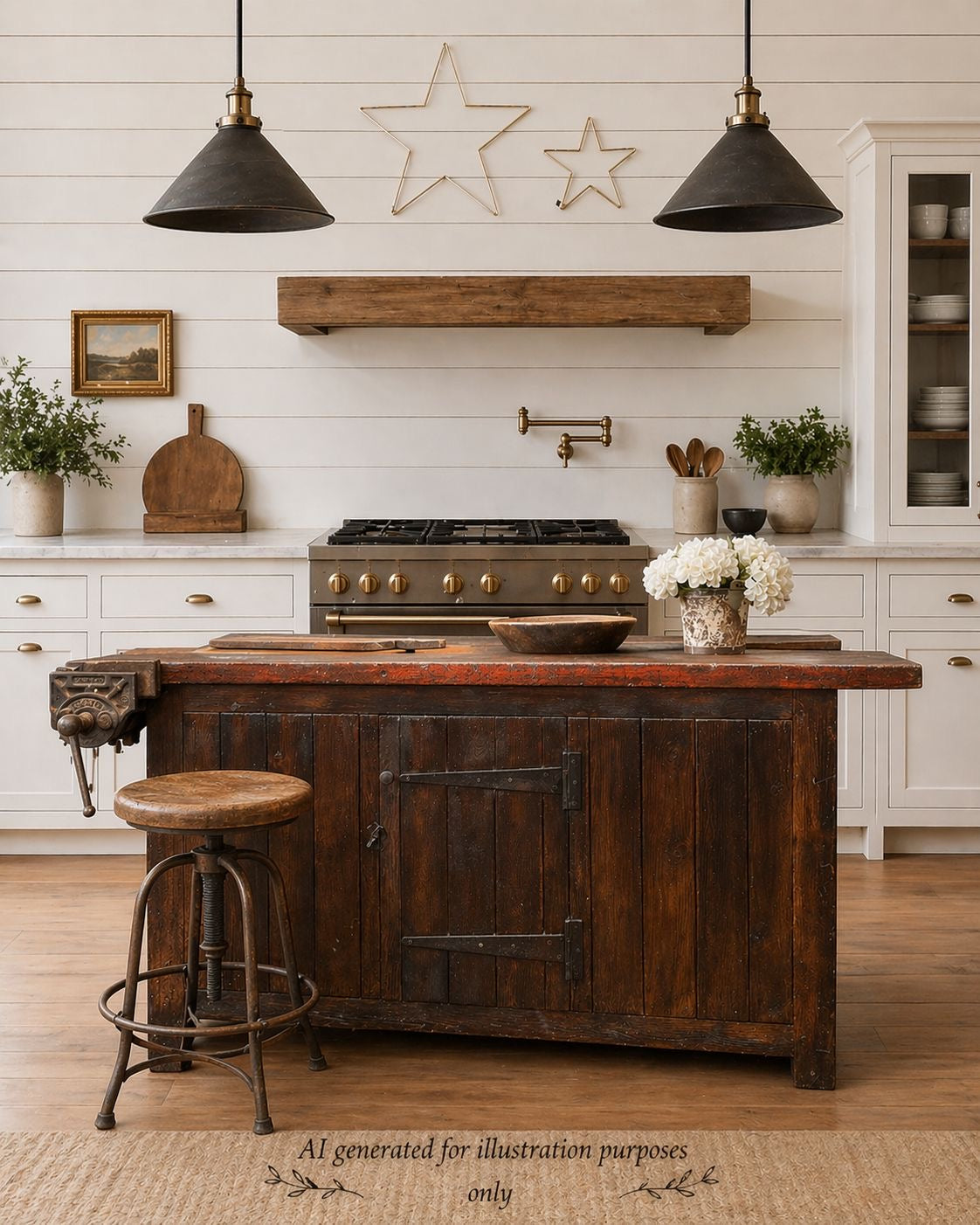Antique Carpenter’s Workbench Industrial Kitchen Island Sideboard Cupboard Table