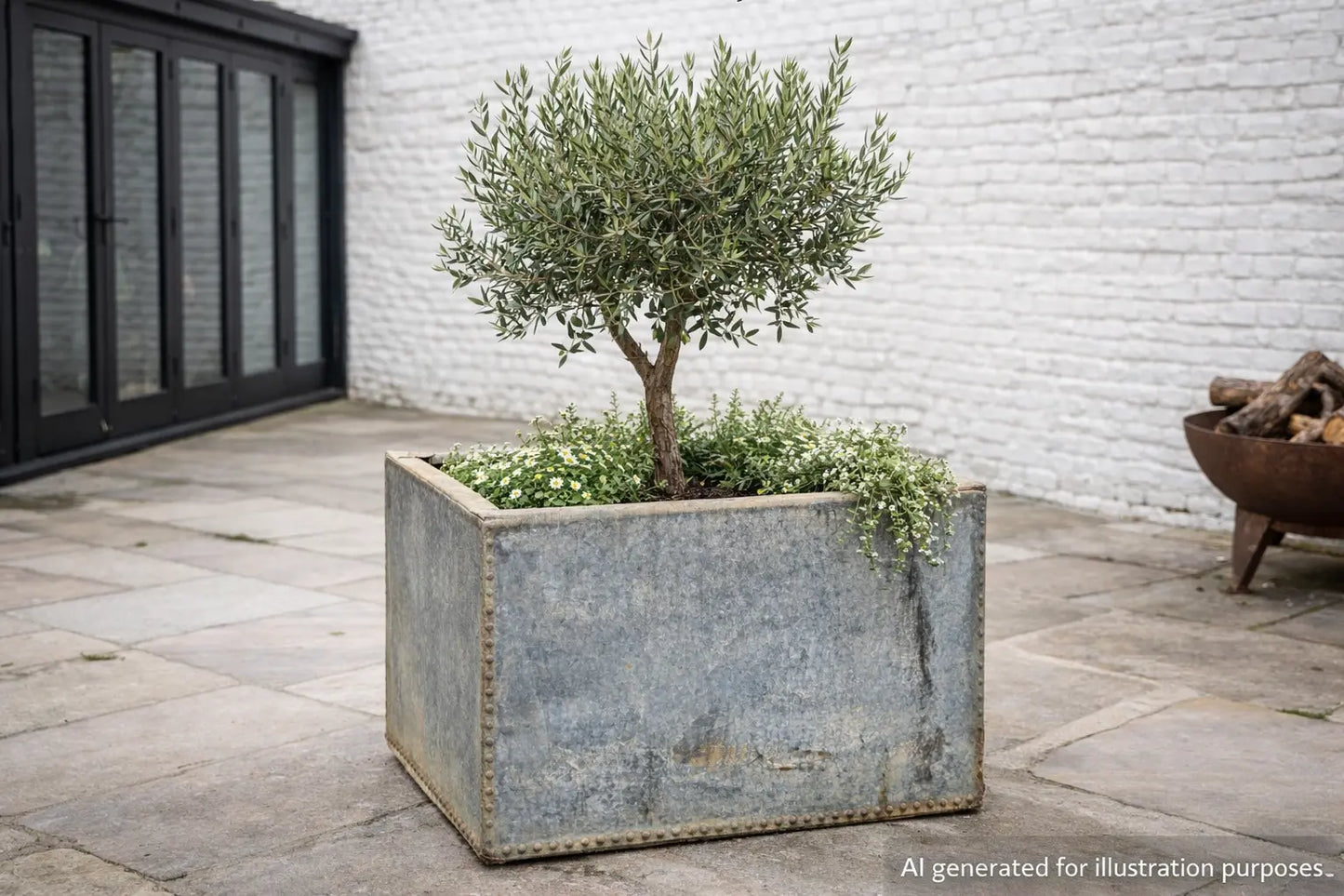 Riveted Galvanised Trough Planter / Raised Flower Bed Plant Olive Tree Pot Z6 RUSTIC WAREHOUSE NORFOLK