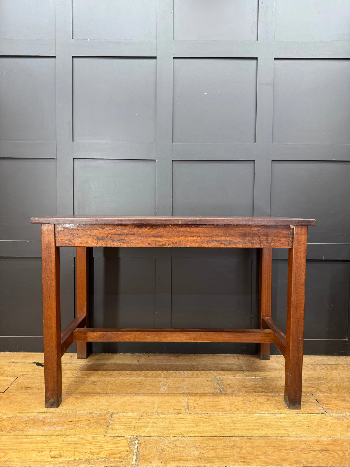 Vintage School Lab Bench Iroko Top Beech Frame Kitchen Island Prep Table Desk