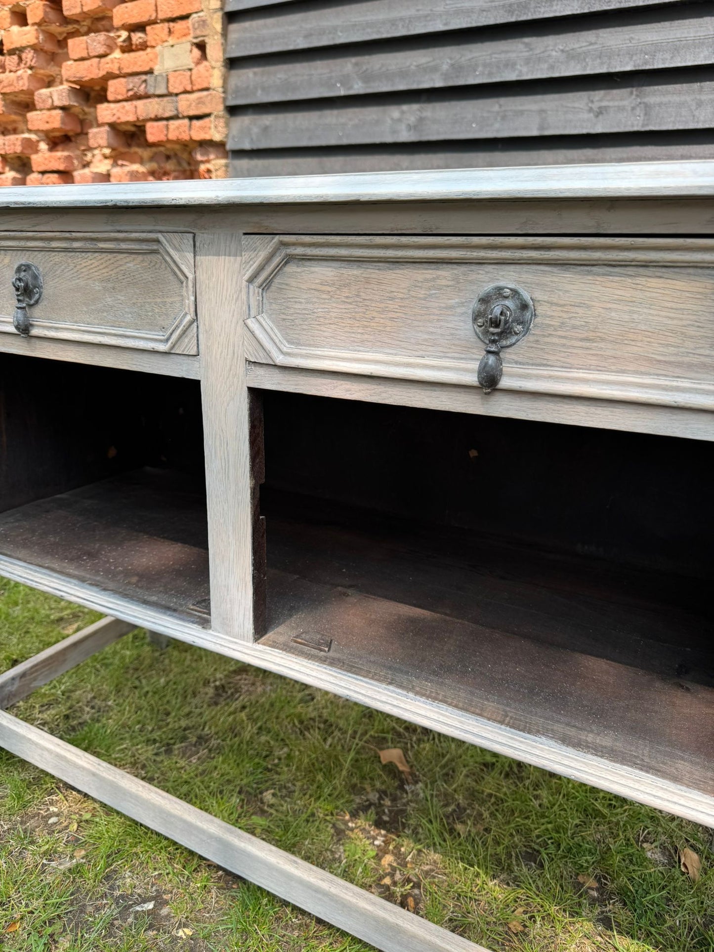 Antique Bleached Oak Cabinet – Drawers & Cupboard – Hall Table or Sink Unit