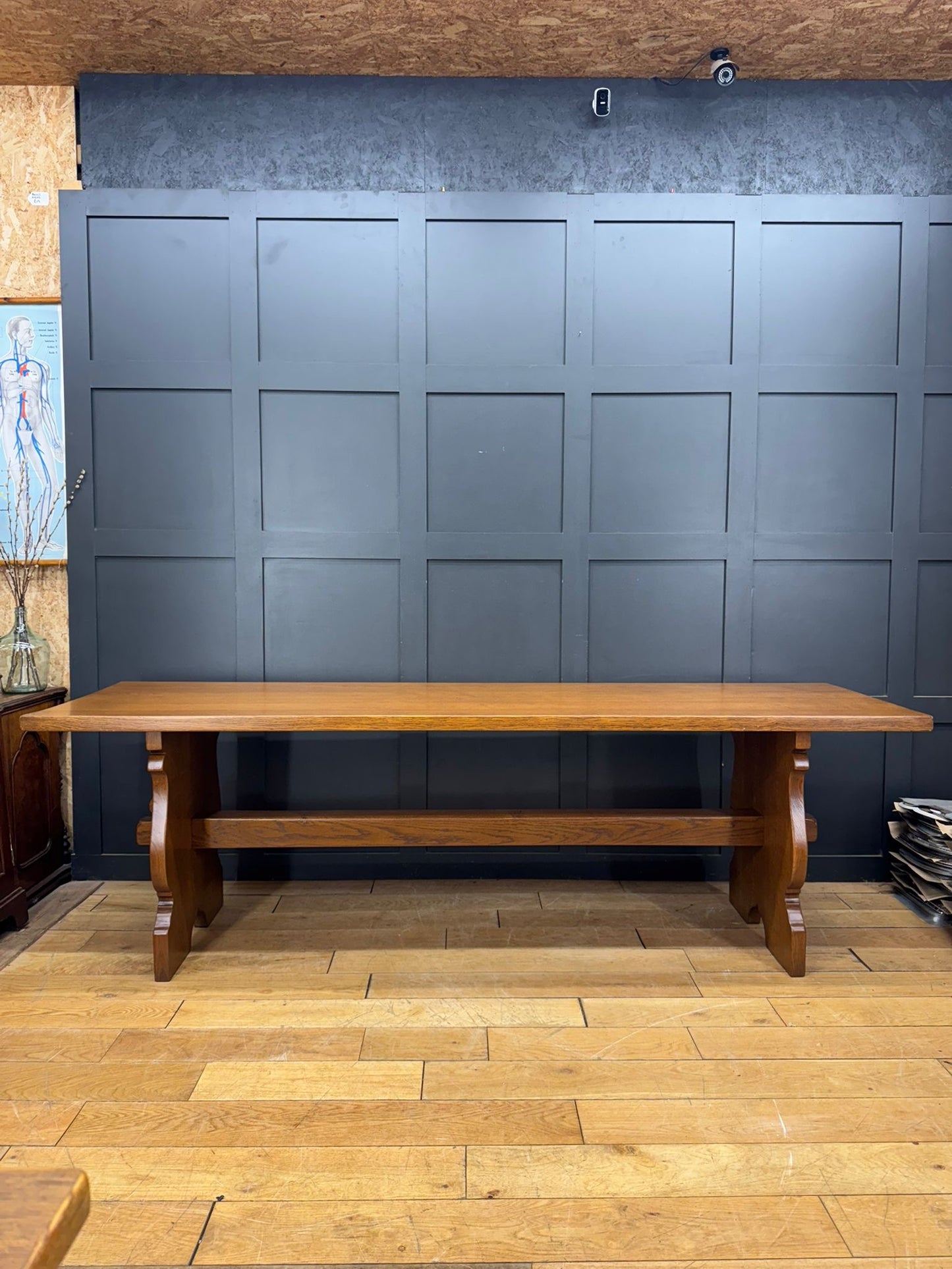 Vintage Large Oak Refectory Dining Kitchen Table 8/10 Seater Farmhouse Rustic