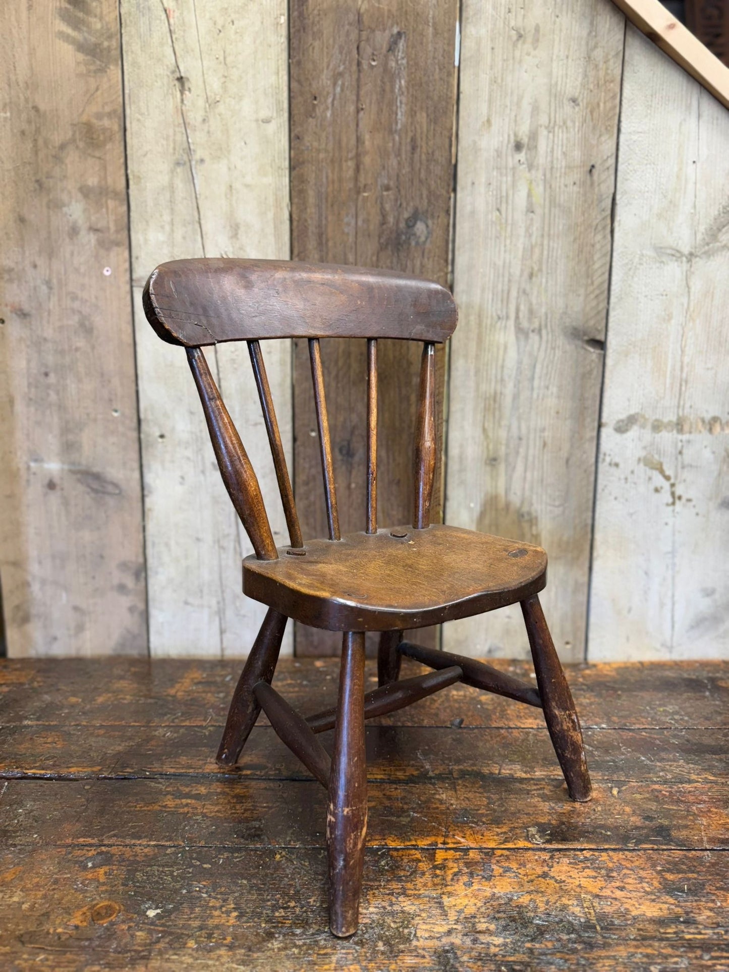 Antique Child’s Chair with Oak Seat – Nursery Book Display Plant Stand Chair A