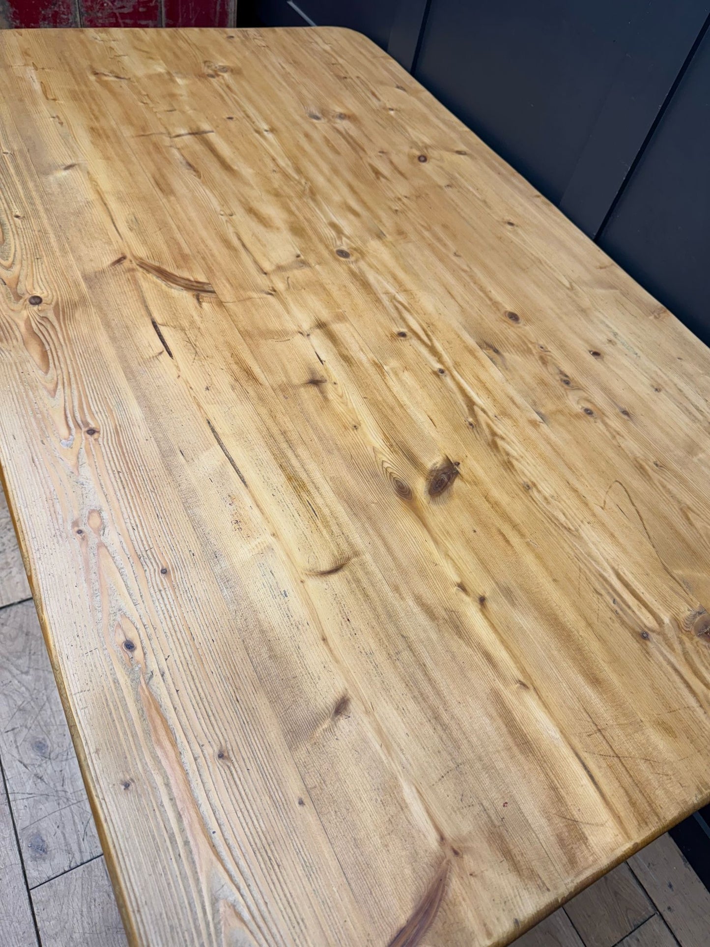 Vintage Solid Pine Table / Farmhouse Dining Table / Rustic Kitchen Table
