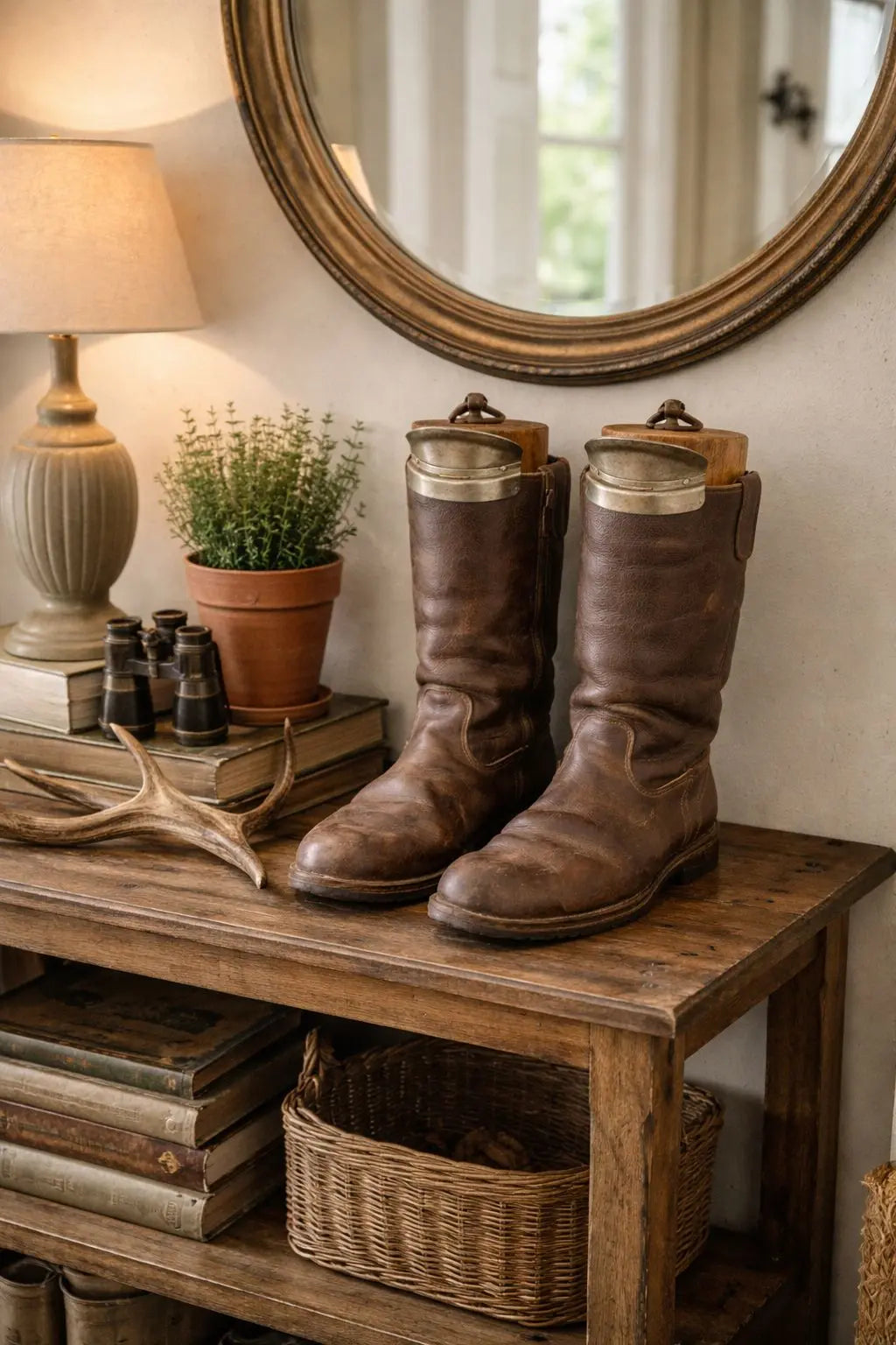 WWII Military Brown Leather Flying Army Boots with Boot Trees Jack Boots RUSTIC WAREHOUSE NORFOLK